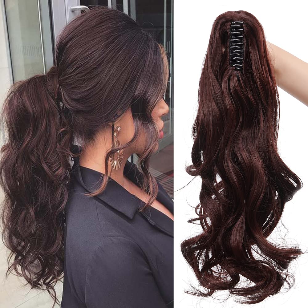 32"(81cm) SEGO Coleta Postiza Larga Pelo Sintético Se Ve Natural [Castaño Oscuro] Extensiones de Cabello Clip Cola Lisa Ponytail Extension (140g) — view 50