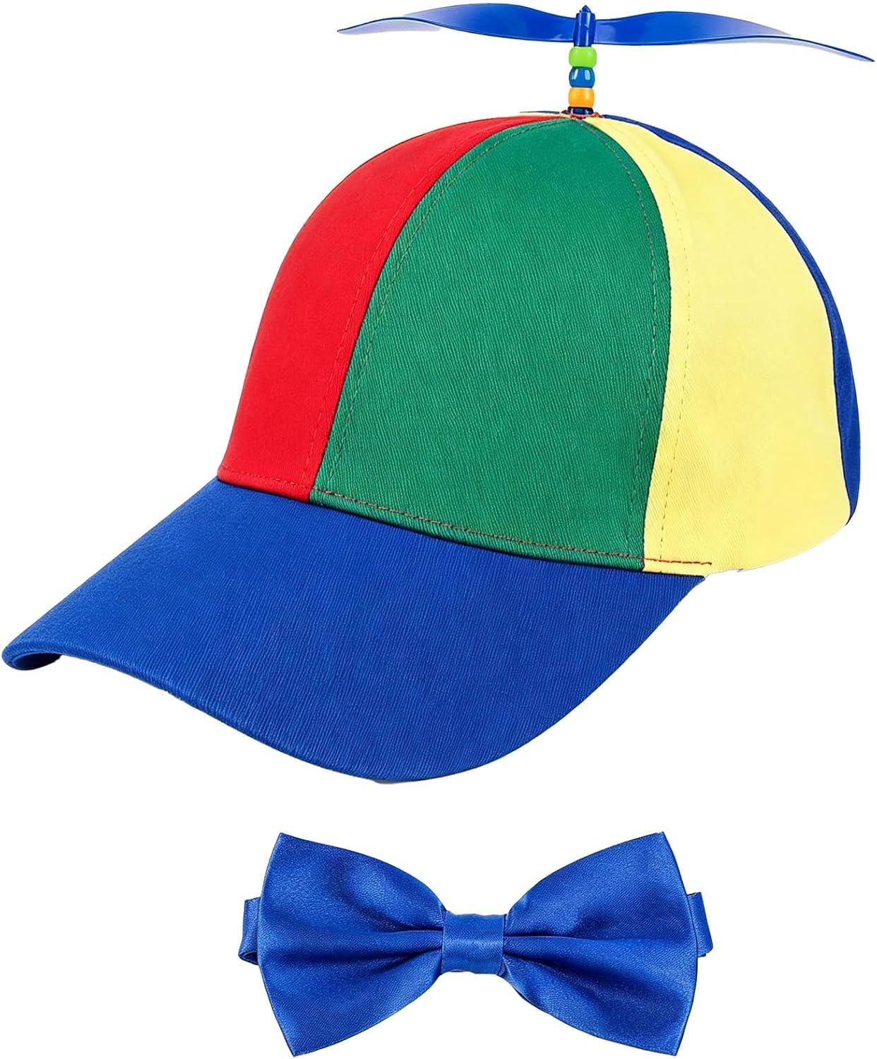 Framendino, Propeller Hat Detachable Helicopter Top Cap Brim Baseball Hats with Adjustable Bow Tie for Adult