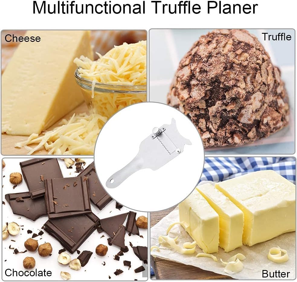 Truffel Snijder, Chocolade Scheer, Roestvrij staal Truffel Kaas Snijder, Chocolade Reif, Plantaardige Paddenstoelen Snijder met Verstelbare Gegolfde en Rechte Blades,A