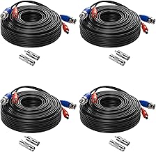 Anlapus 4 x 20 m / 65 ft HD Multifunction Cable Video Surveillance Camera Analog Kit DVR CCTV BNC RCA DC Power Supply System Video Surveillance System Black