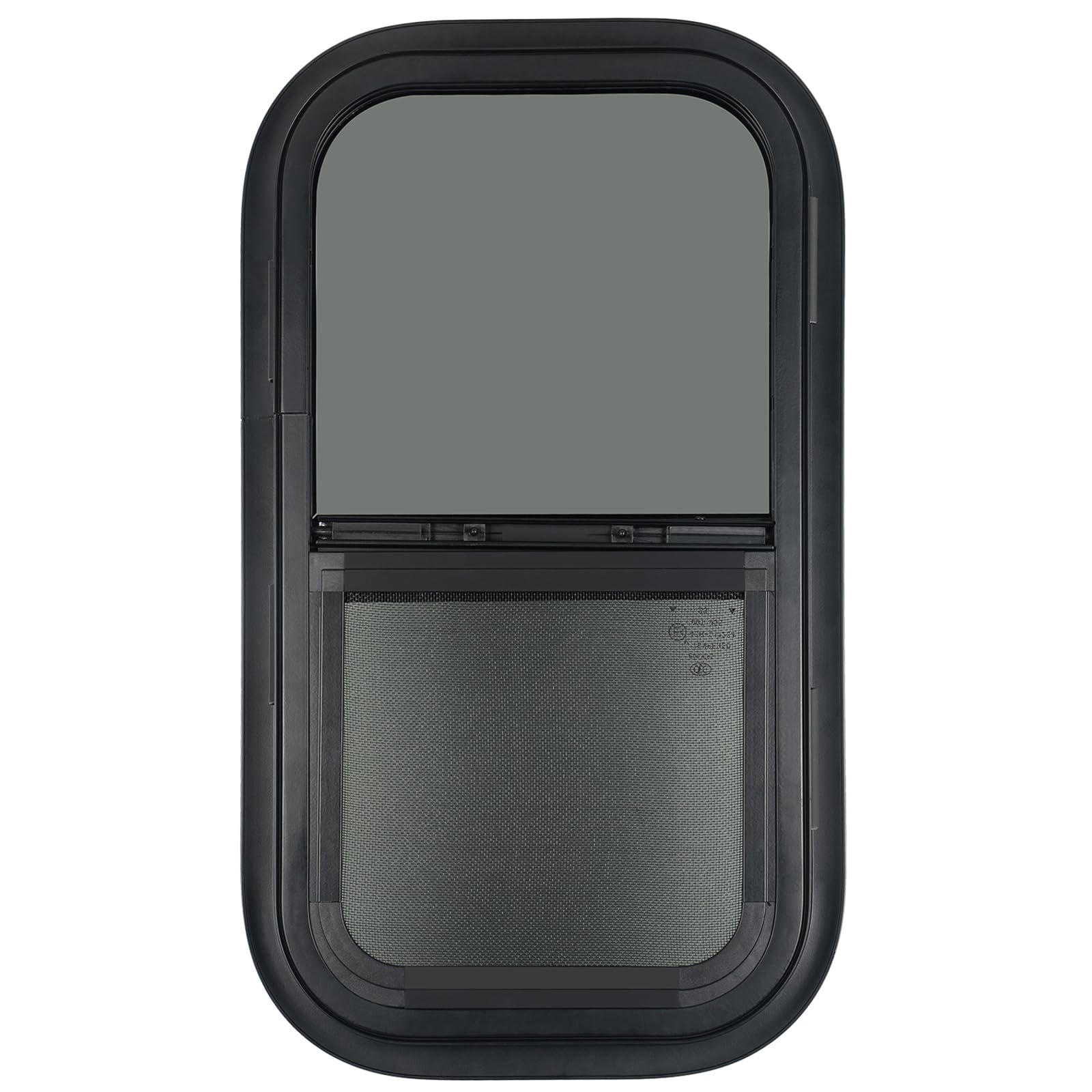 Vertical RV Window, Tinted Sliding with Net Screen and Trim Ring