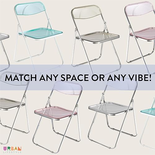 Miniatura 7 de Urban Lifestyle Silla plegable moderna de acrílico transparente con marco cromado, negro