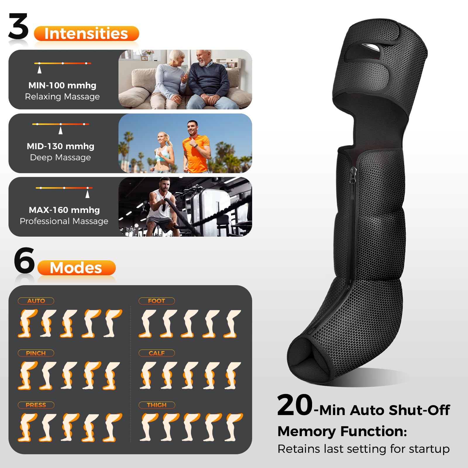 Nekteck Masajeador de piernas con función de calor para mejorar la circulación y aliviar el dolor. Masajeador de piernas con compresión de aire, 2 configuraciones de calor y 6 modos