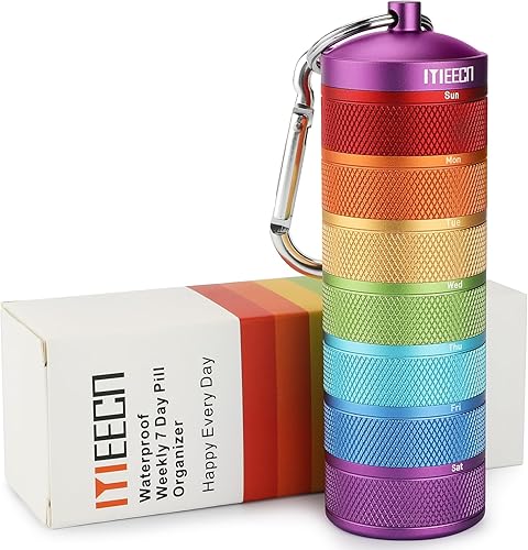 Organizador semanal de pastillas de metal para viajes al aire libre, aluminio, impermeable, a prueba de golpes y tiene grandes compartimentos para