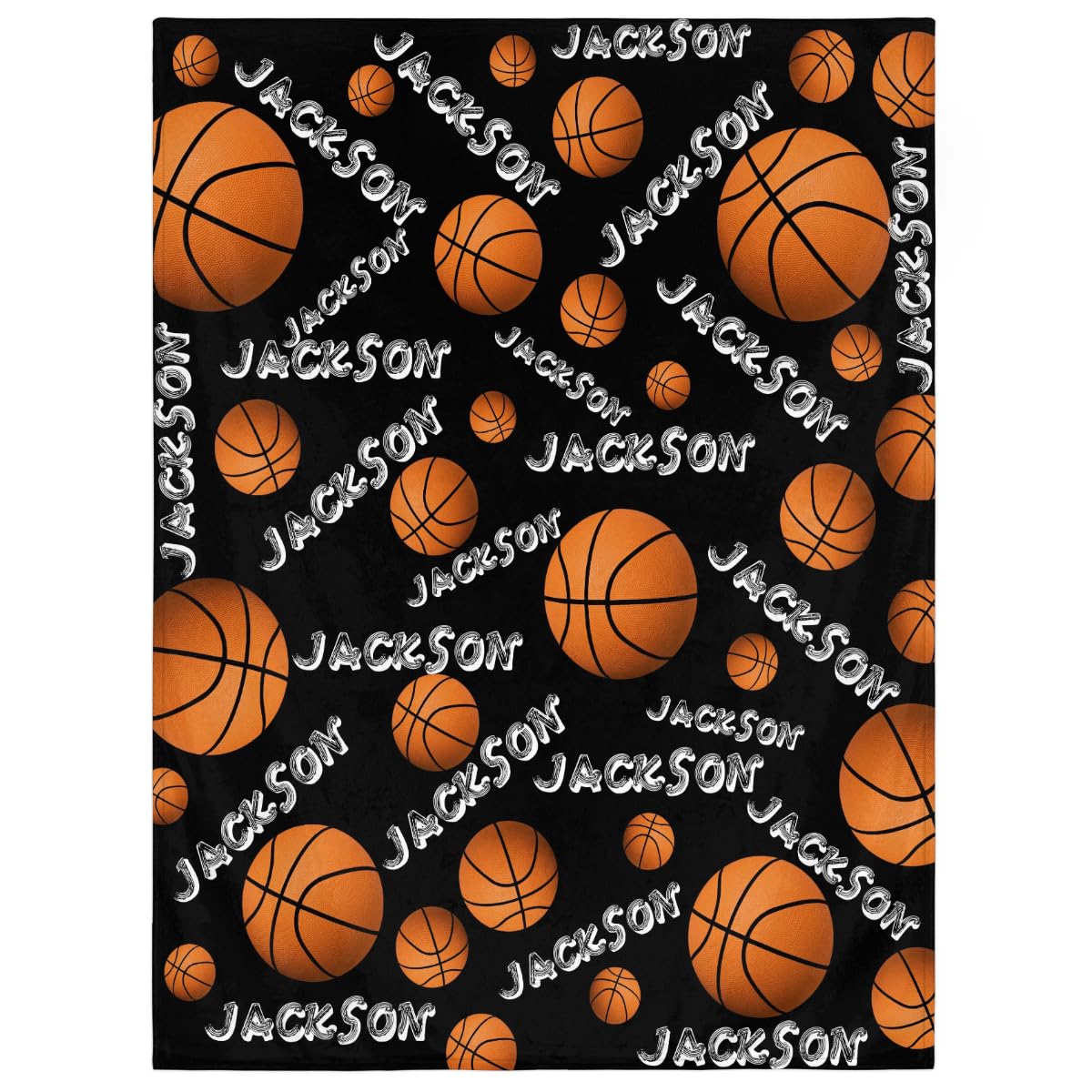 RIRIX Personalized Baby Blankets for Girls Boys, Custom Baby Blanket with Name Swaddle Toddler Fleece Blanket Personalized Gift Black Basketball Text