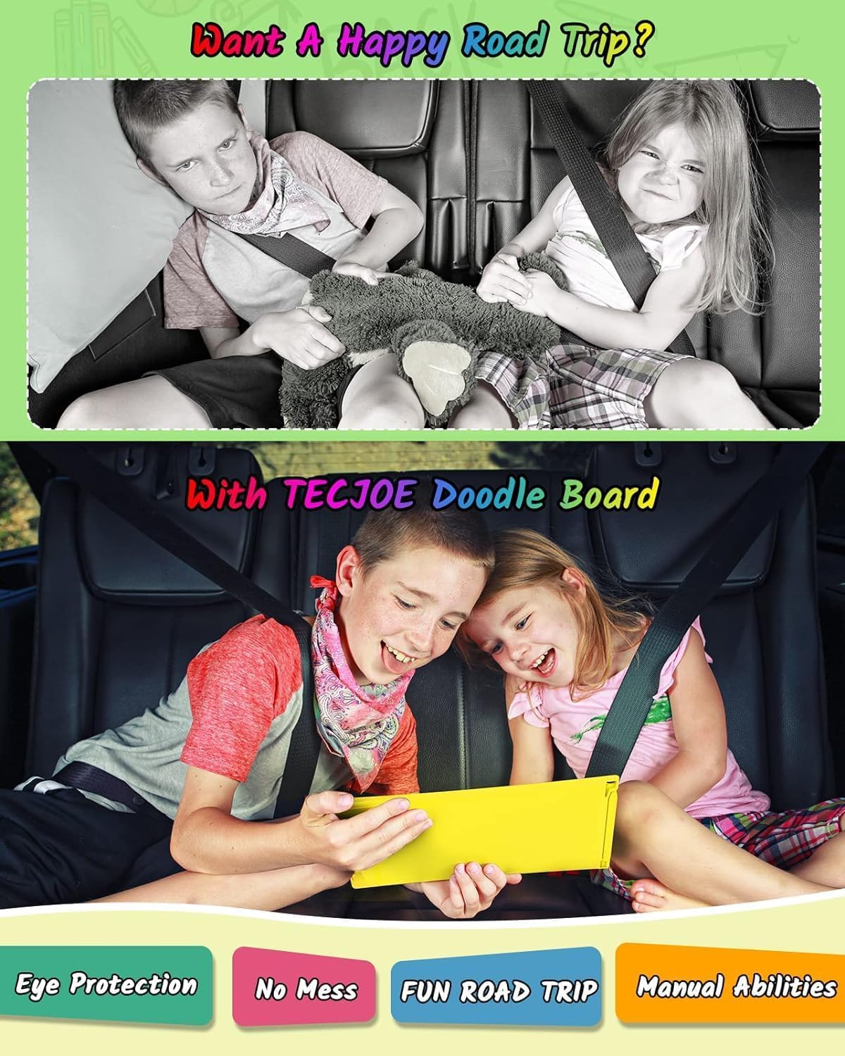 TECJOE Paquete de 2 tabletas de escritura LCD, 8.5 pulgadas, tablero de garabatos colorido para niños, bloc de dibujo reutilizable borrable, juguetes de aprendizaje, regalos para niños y niñas de 3,
