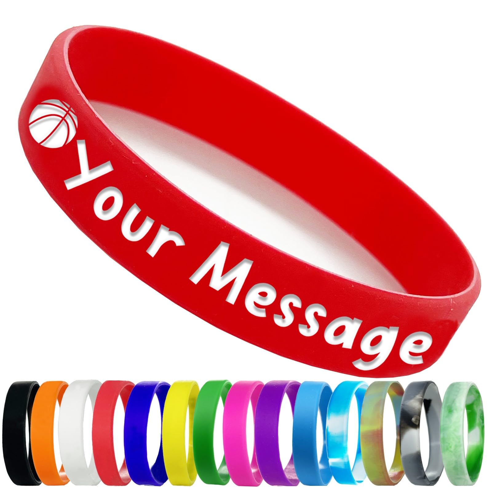 Tkanina Personalised Wristbands Silicone with Text Rubber Wrist Bands Custom Kids Adults for Event,Red