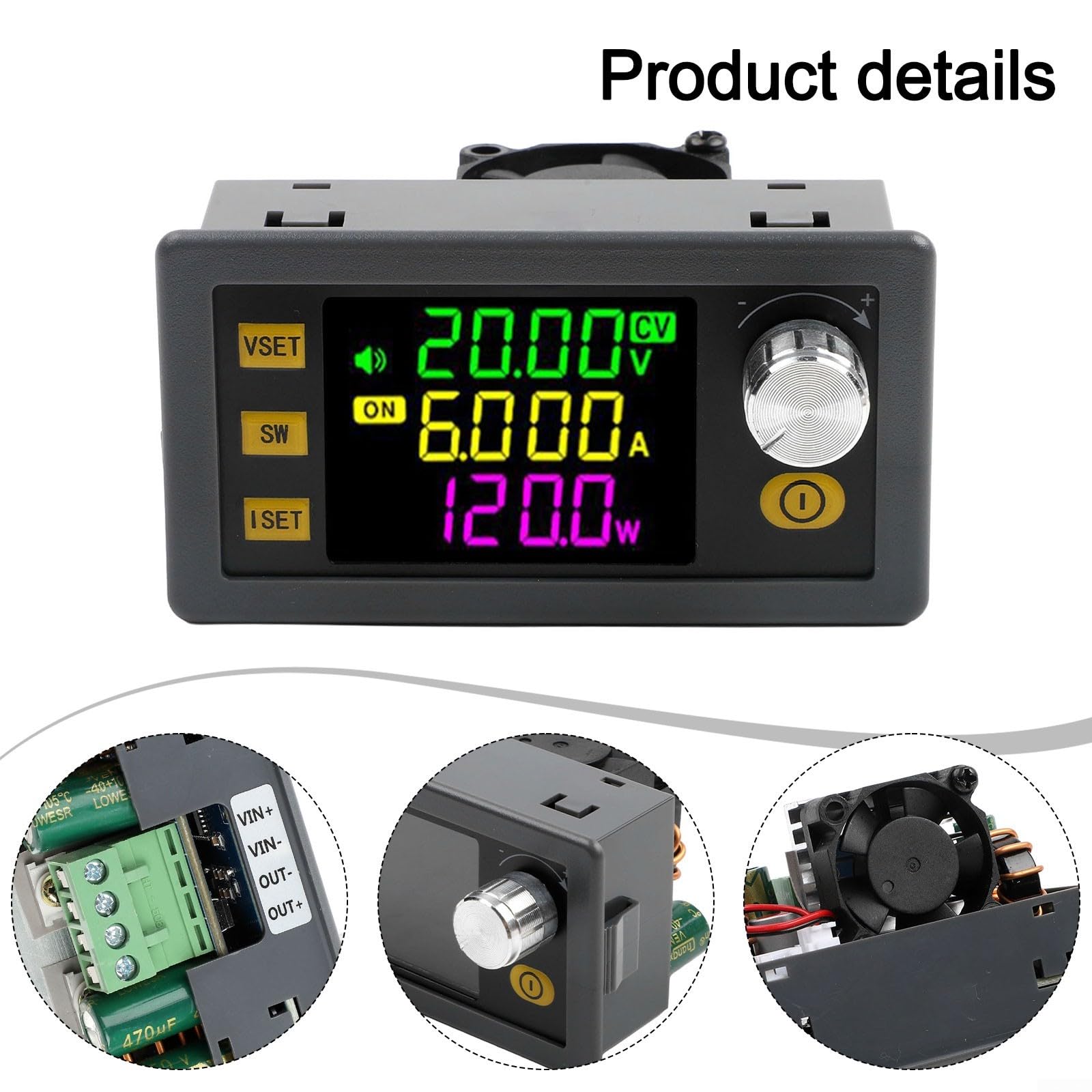 XY-SK120 Convertisseur DC-DC CNC, alimentation 120 W réglable Step-Up/Step-Down (6-36 V In, 0-36 V/0-6 A Out), support de charge solaire MPPT