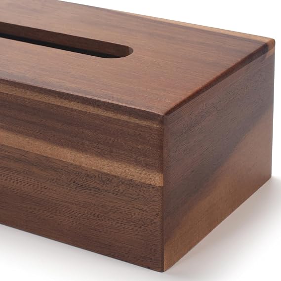 Tissue Box Cover Rectangle, Wood Tissue Box Holder, Wooden Facial Paper Holder for Bathroom, Bedroom, Dinner Table, Office (1 Pack, 25 x 14 x 9.5 cm)