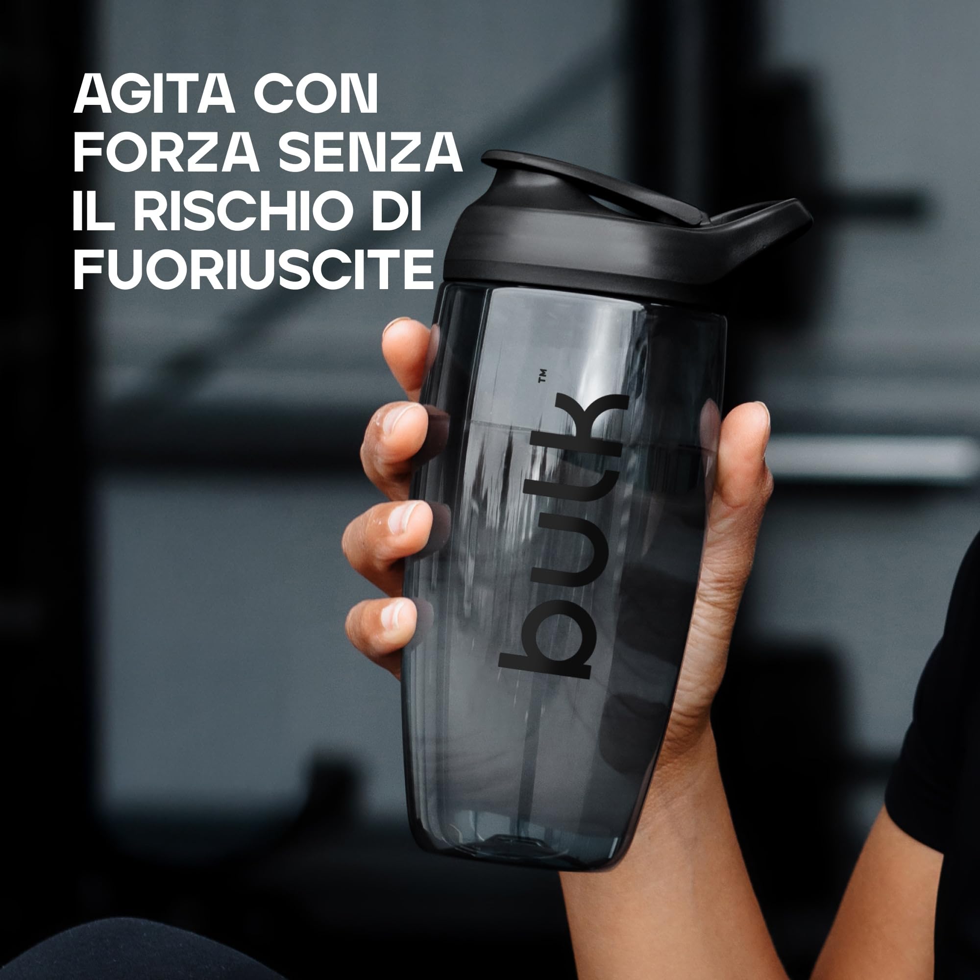 Bulk x Promixx Pursuit Ecozen Shaker | Nero | 700ml | Ecologico & Resistente agli Urti | Coperchio Antiperdita | Agitatore Snap-Fit per Shaker Lisci | Uso Quotidiano