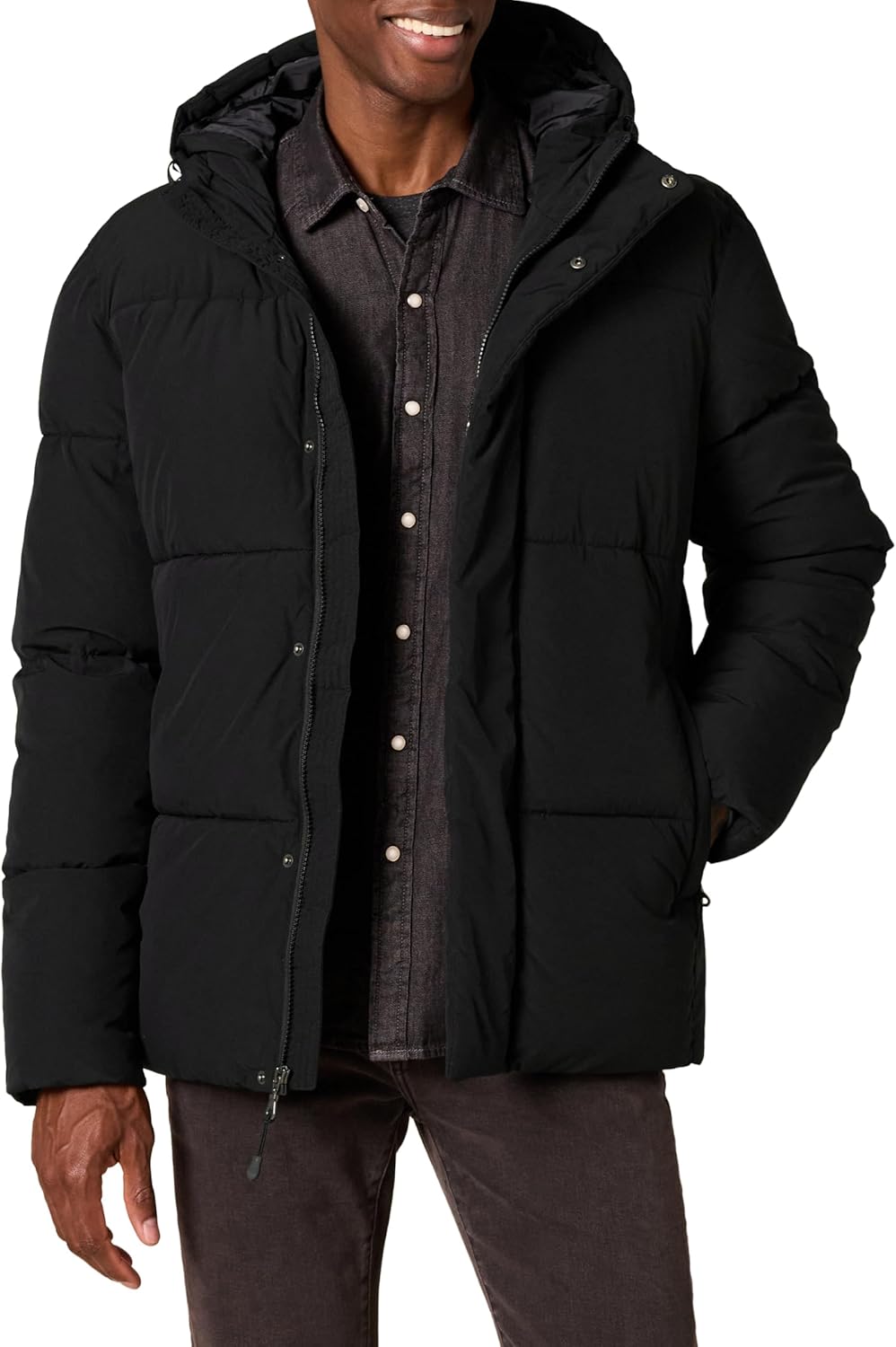 Amazon Essentials Mens Mid-Length Hooded Puffer Coat (Available in Big & Tall)