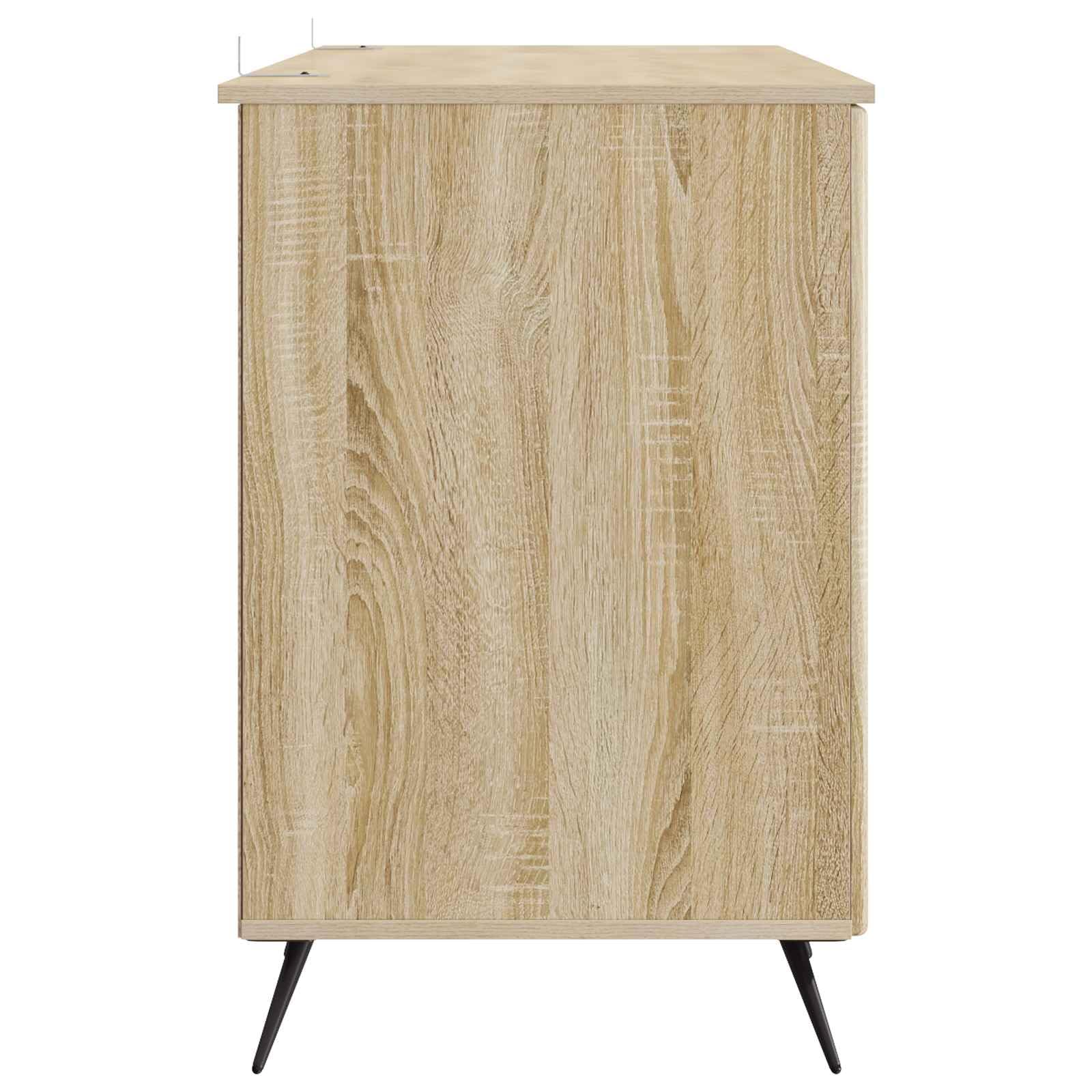 Scrivania Rovere Sonoma in legno ingegnerizzato 142,5 x 50 x 75 cm con cassetto e ripiani, postazione lavoro versatile per ufficio, studio, smartworking e gaming a casa