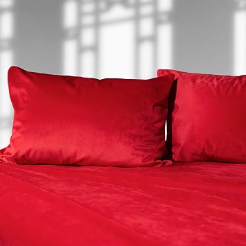 Liberator Liquid Velvet Sheet and Pillowcases - Luxuriously Soft Bedding Set for Couples - Queen, Red