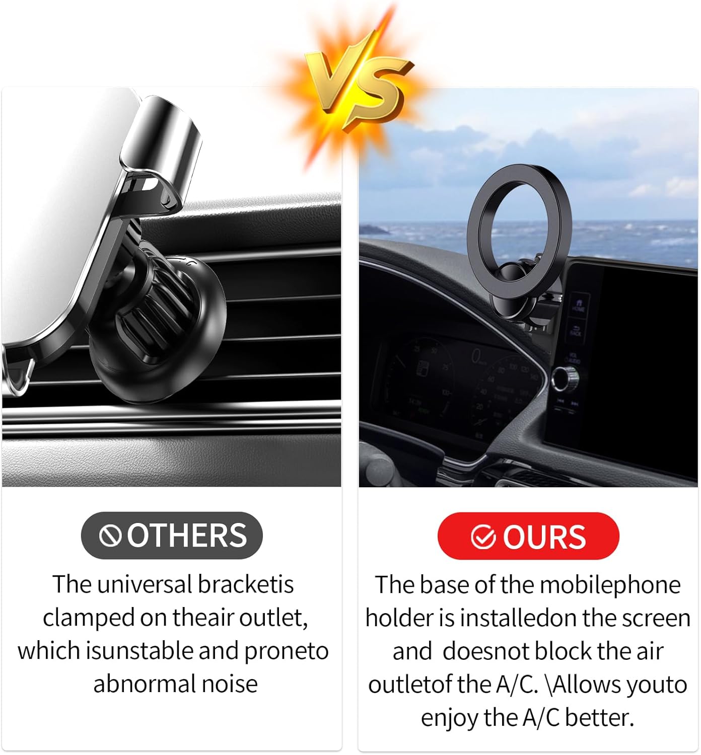 Car Phone Holder for Honda Accord 2023-2026 Accessories 7/9-Inch Screen Fixed Clip, 360° Rotation Phone Mount Compatible with MagSafe, Cell Phone Holder That Does Not Affect Air Vent