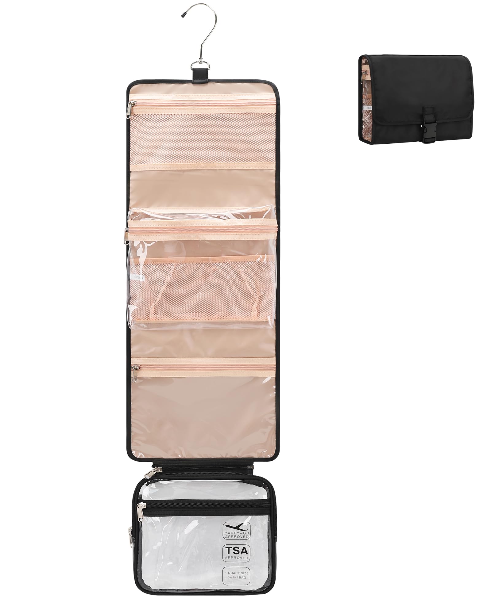 Relavel Travel Makeup Bag Hanging Toiletry Bag TSA Approved Clear Bag Toiletries Waterproof Cosmetic Bag Toiletry Bag Travel Toiletry Organizer for Bathroom Shower, Large Size
