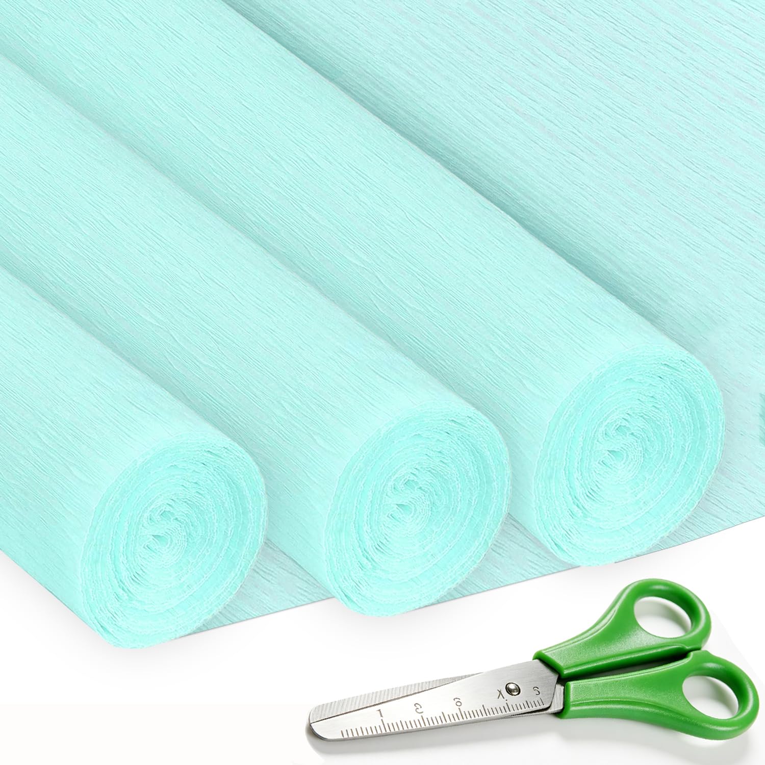 3 Rolls Crepe Paper Azure Blue (43 x 250 cm / 17 x 98In), Crepe Paper for DIY Flowers Crafts, Wedding, Birthday Party, Valentine's Day Ornament (Azure Blue)