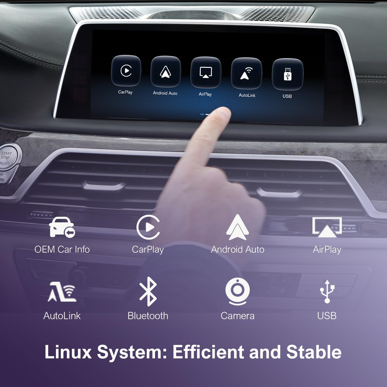 Wireless Carplay Android Auto for BMW EVO System, for BMW 1/2/3/4/5/6/7/X1/X3/X4/X5/X6 2016-2020 Compatible with Carplay, Mirrorlink, Reverse Camera, Navigation