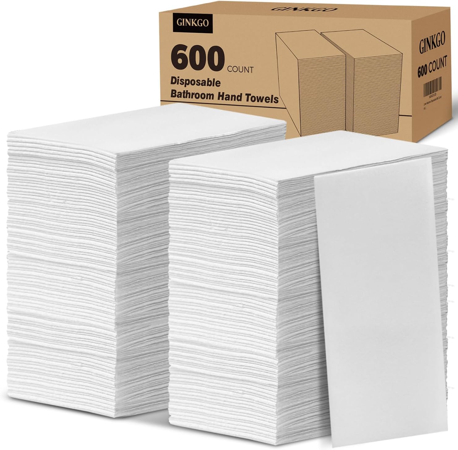 600 Pack Disposable Bathroom Hand Towels Super Value Bulk, Linen-Feel Absorbent White Guest Paper Napkins for Wedding, Party, Holiday, Dinner and Everyday