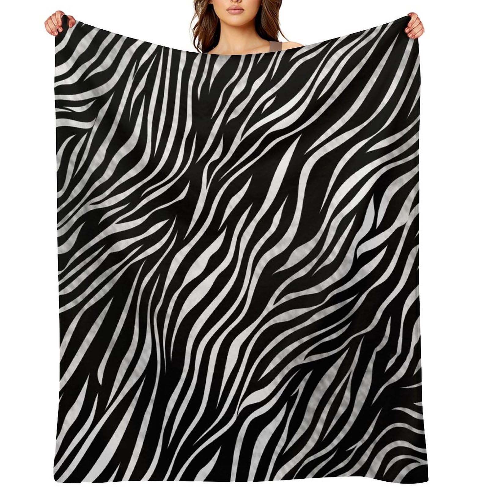 Flannel Zebra Print Throw Blanket for Couch Super Soft Fuzzy Cozy Flannel Blankets No Shed No Pilling FAnti-Static Winter Bed Blanket Decorative and Giftable Blankets