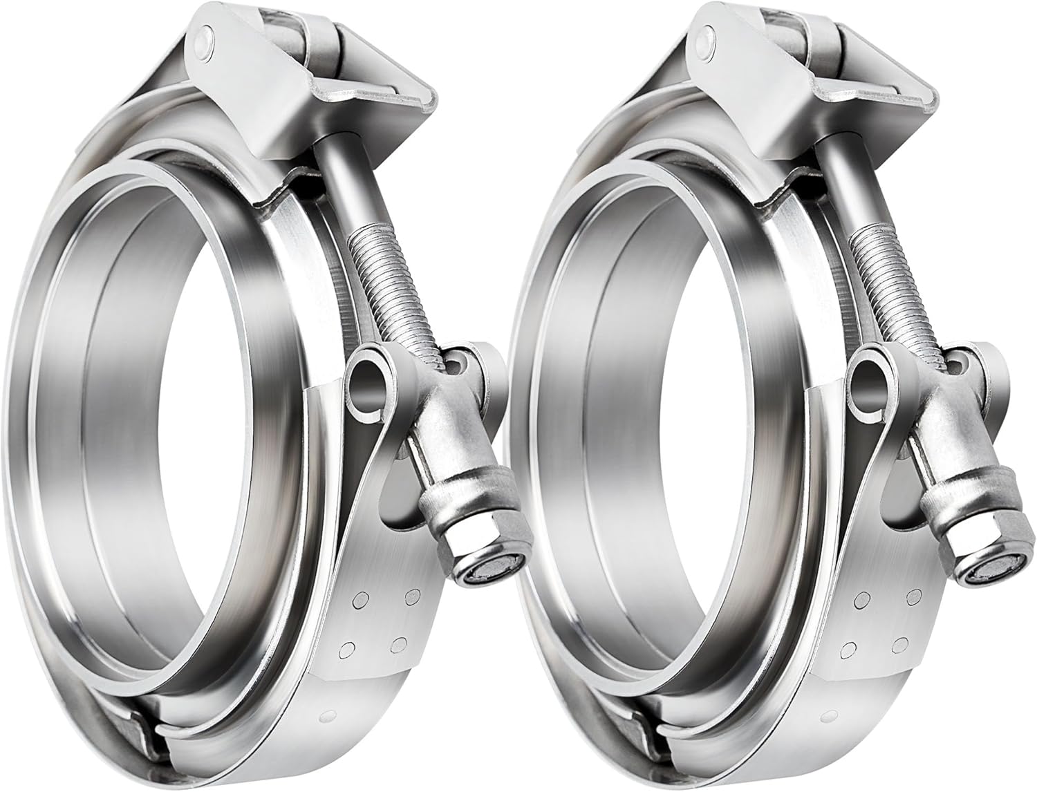 2.5 Inch Quick Release V Band Clamp Coupling with Flange Male Female Stainless Steel(2Pcs)