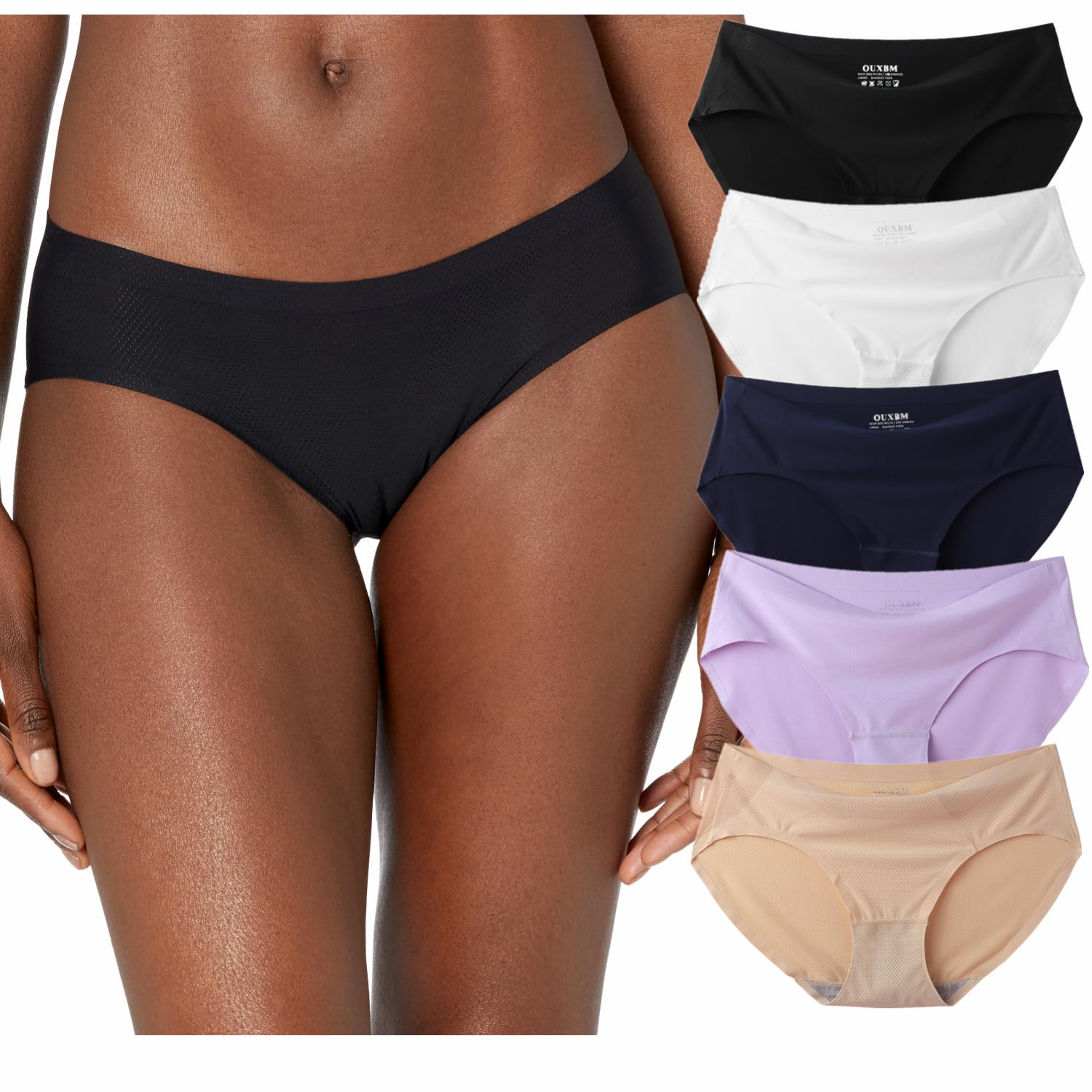 Womens Underwear Seamless Hipster Panties 5-Pack
