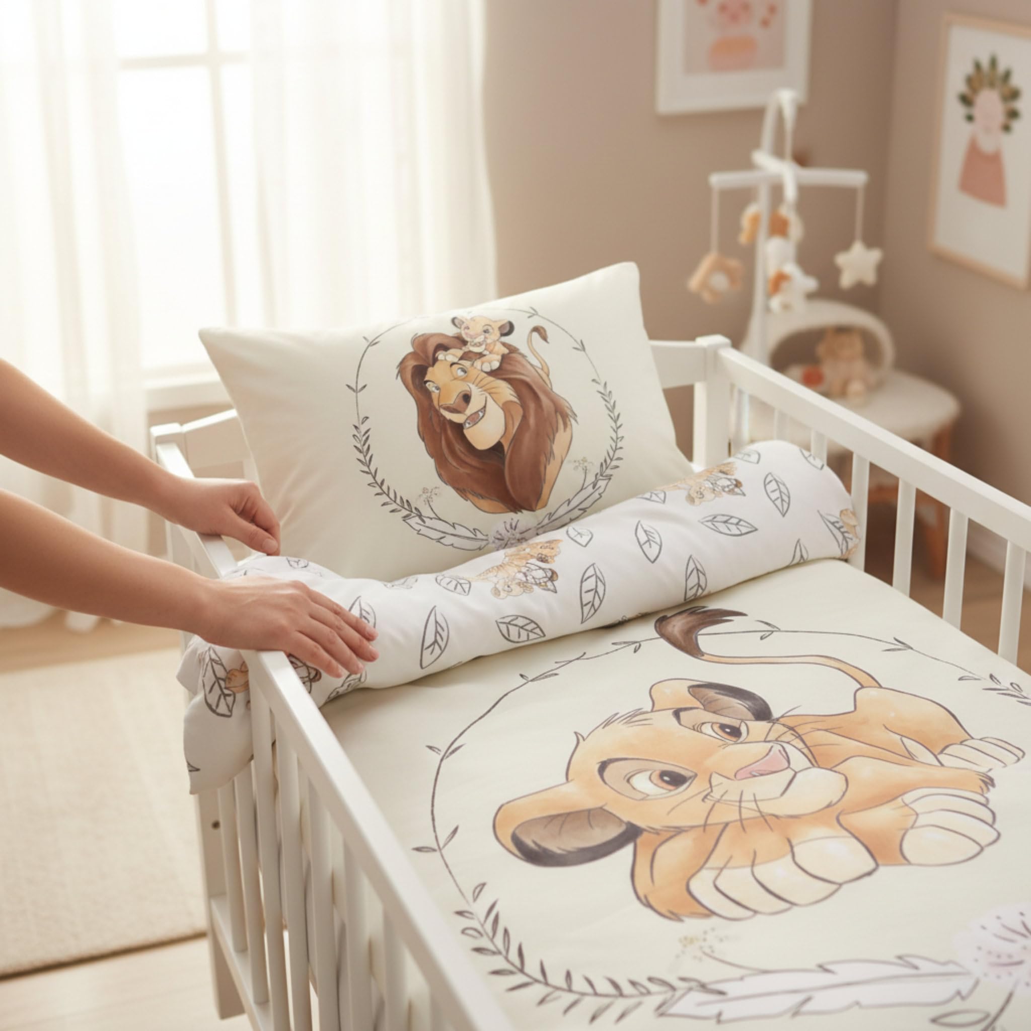 Housse de couette bebe Simba Le roi Lion 100x135 cm avec taie d'oreiller 40x60 cm | Linge/Parure de lit bébé idéal pour les lits de 60x120 cm jusqu'à 70x140 cm | pour les Tout Petits 100% coton