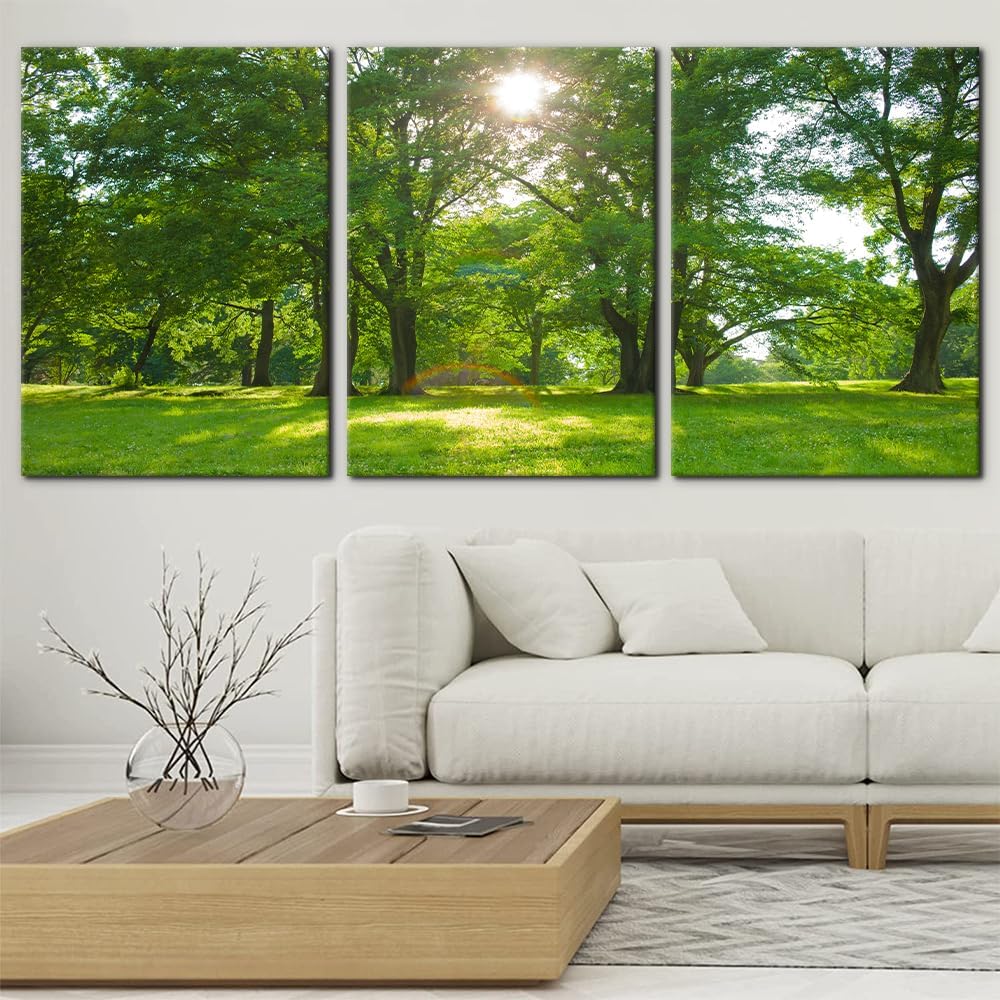 Amazon.com: Canvas Wall Art for Living Room Sunlight Green Trees Wall ...