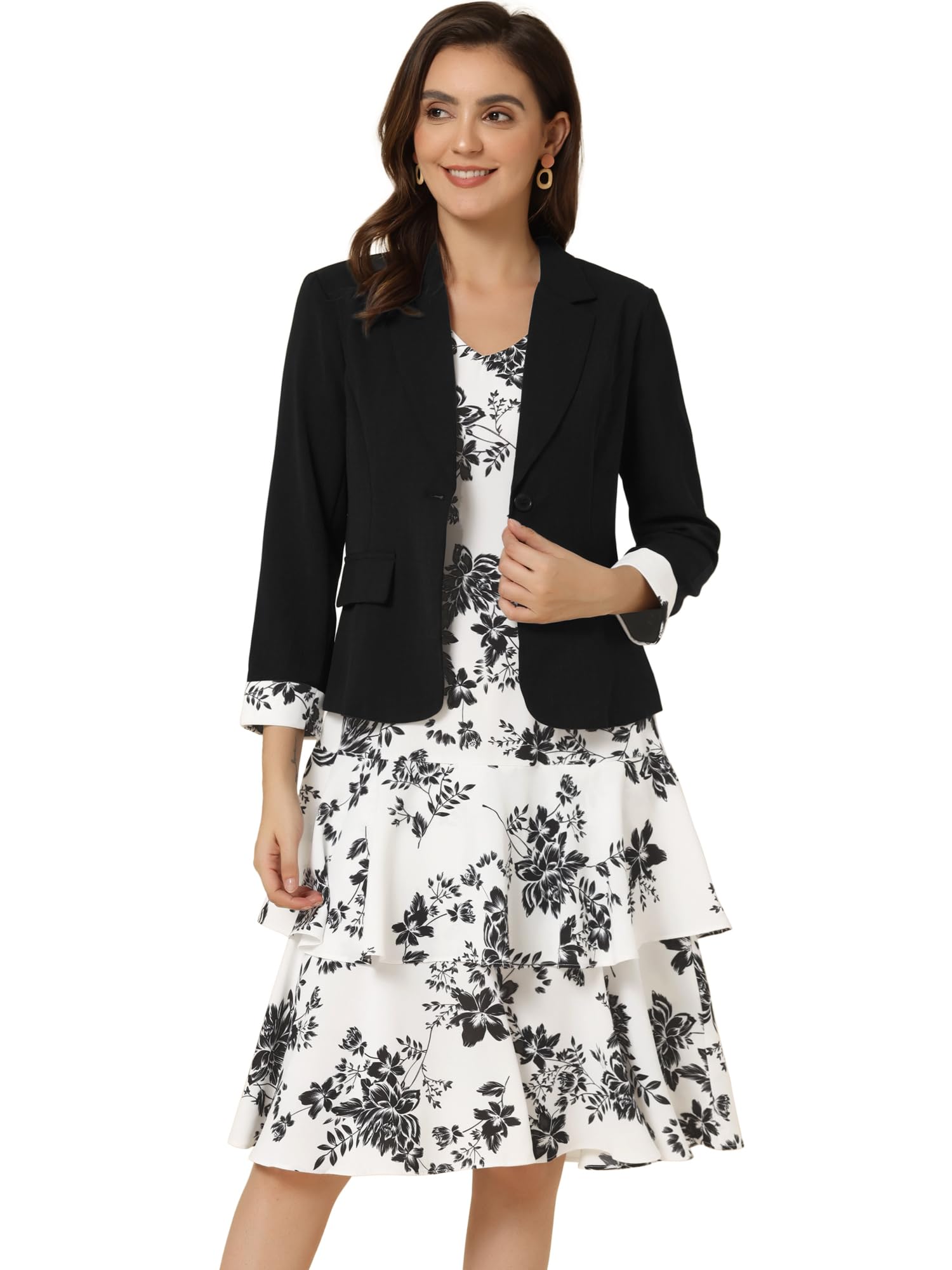 Allegra K Women's Suits 2 Piece Dress Set Business Casual Suit Dresses