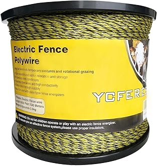 Upgraded Polywire 5050 Feet 540 Meters 6 Wire Stainless Steel Wire for Reliable Conductivity and Rust Resistance, Portable Electric Fence, Uv, Rust Resistant