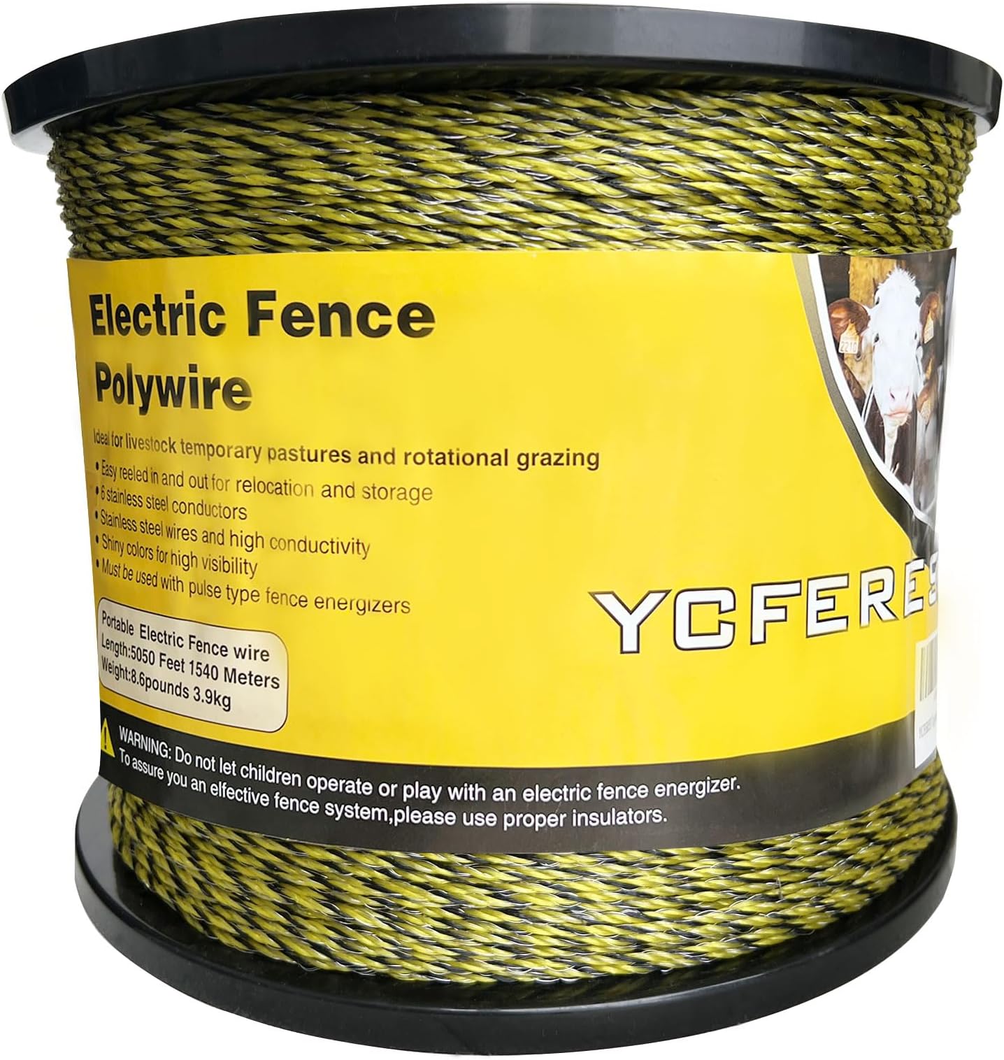 Upgraded Electric Fence Polywire 5050 Feet 1540 Meters, 6 Stainless Steel Strands for Reliable Conductivity and Rust Resistance, Portable Electric Fencing,UV, Rust Resistant