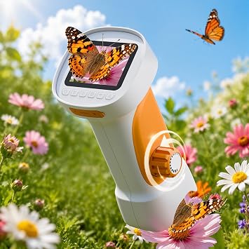 1000X Handheld Digital Microscope for Kids with 2.4" IPS Screen Orange
