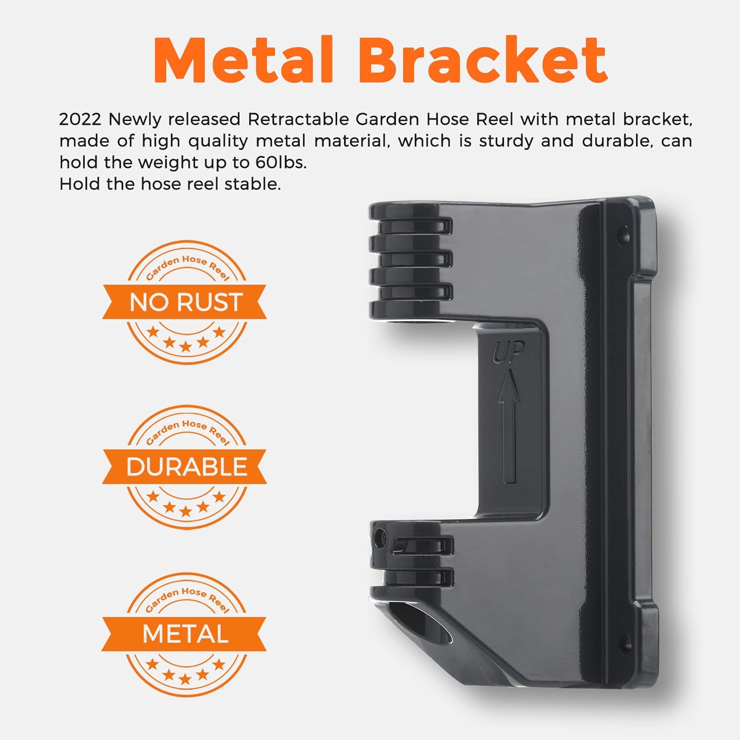 Giraffe Tools PRO Metal Bracket Suitable for Model AW25/30 Swivel Bracket and PRO Hose Reel 1/2" x 78 ft with Metal Bracket, Heavy Duty, Any Length Lock Garden Hose Reel for Patio, 78ft, Dark Grey
