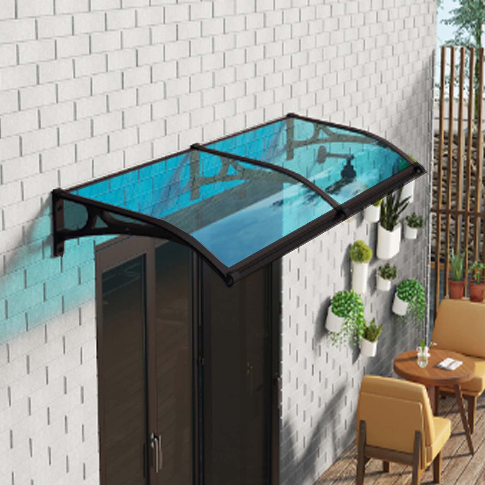 Auvent de porte d'entrée insonorisé et transparent pour abri de pluie extérieur de terrasse