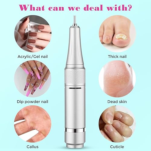 Miniatura 6 de Taladro de uñas profesional 45000 RPM, pantalla LCD, batería recargable, para uñas acrílicas y de gel, perfecta para uso en salón y hogar