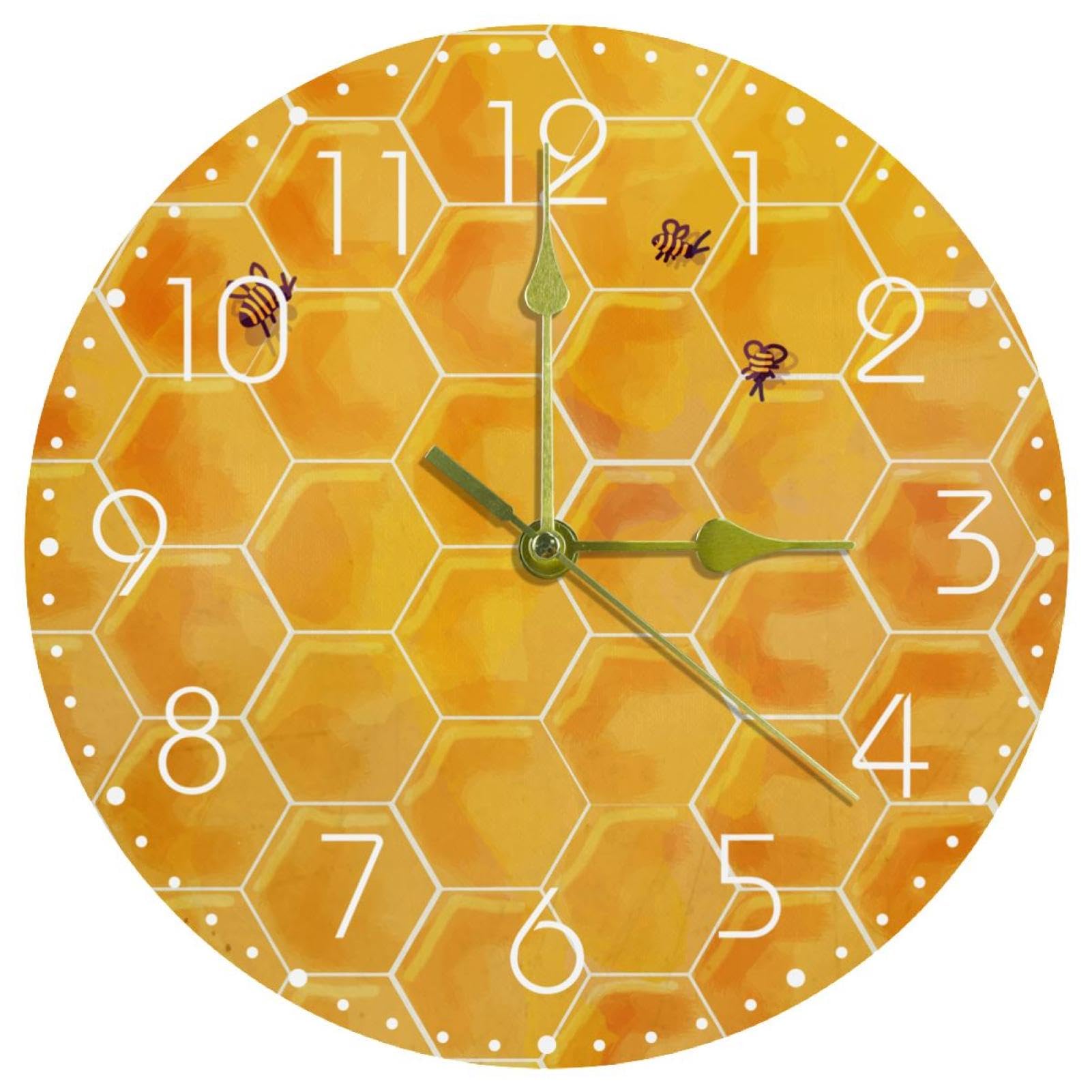 Horloge murale silencieuse aquarelle ruche pour décorer un salon de style ferme ou moderne