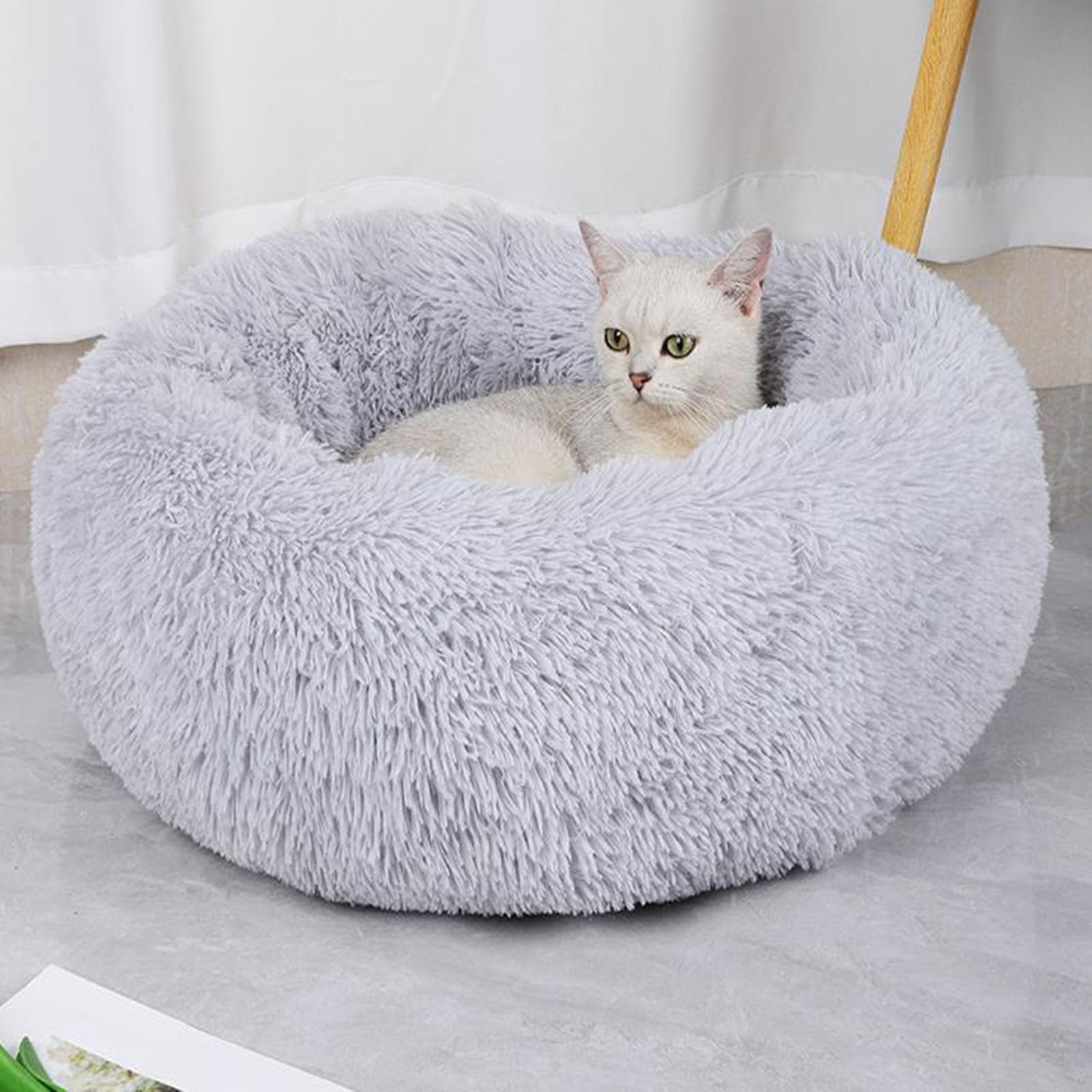 Donut Haustierbett – Flauschiges, Waschbares Hundebett Für Kleine Hunde & Katzen, Anti-Angst, Rutschfest