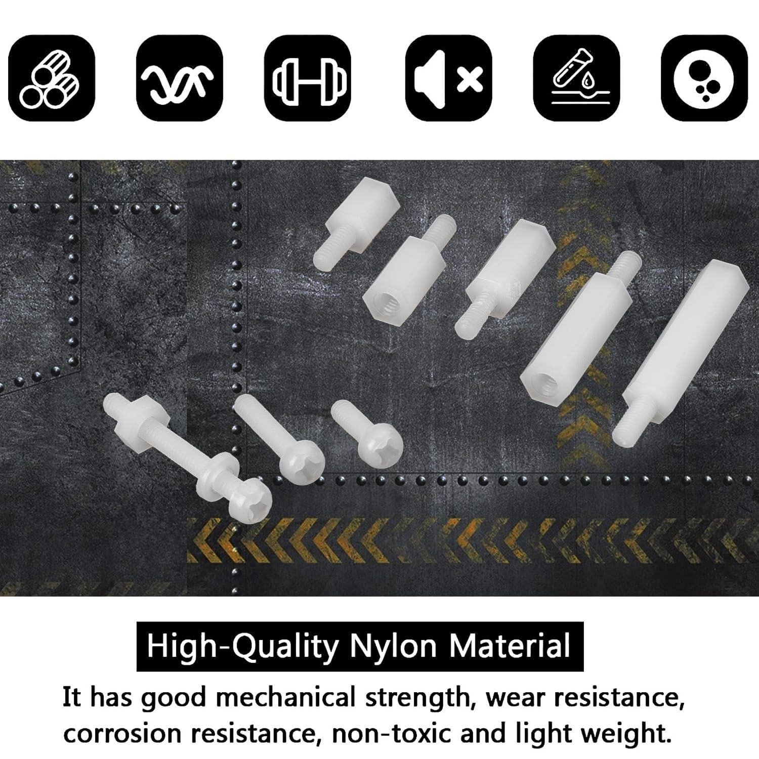 20x naturel nylon zeskantkop, M10 x 40mm, kunststof bouten en moeren, sluitringen, zeskant, nylon
