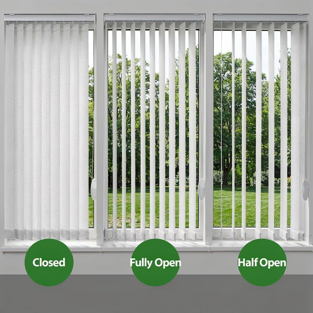 Vertical Blinds White for Sliding Doors 55" 59" 63" 71" 78" 83" Fabric Panel Track Blinds for Patio Door and Large Windows, Cordless Window Shades, Room Divider and Closet Cover(78" W x 55" H)