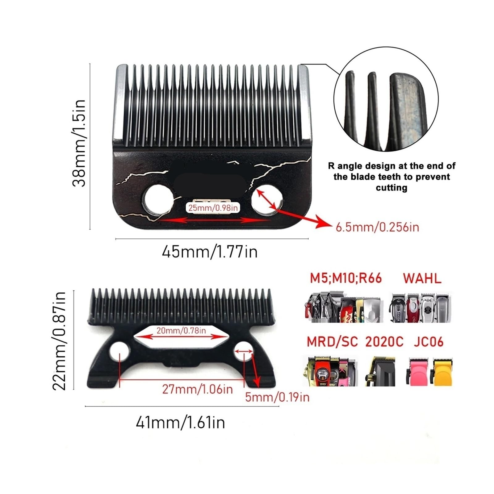 Lama for Tosatore Elettrico Compatibile Con ROSYOUS JUCAI JC06 8148 Madeshow R66 | Compatibile con le lame DLC V001 V003 M10 CRUNCH(SILVER x2)