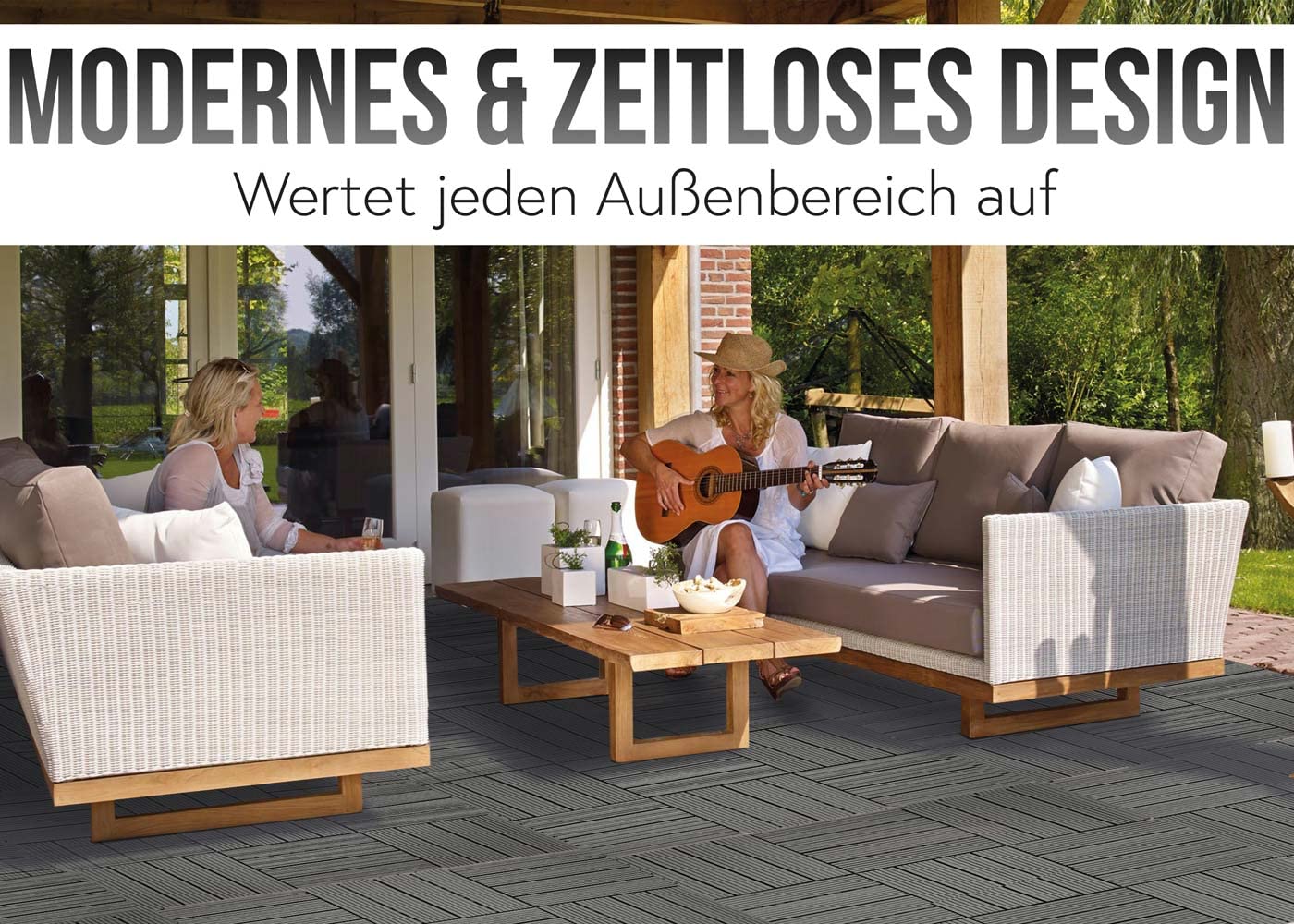 Mendler WPC Bodenfliese Rhone linear - Premium grau