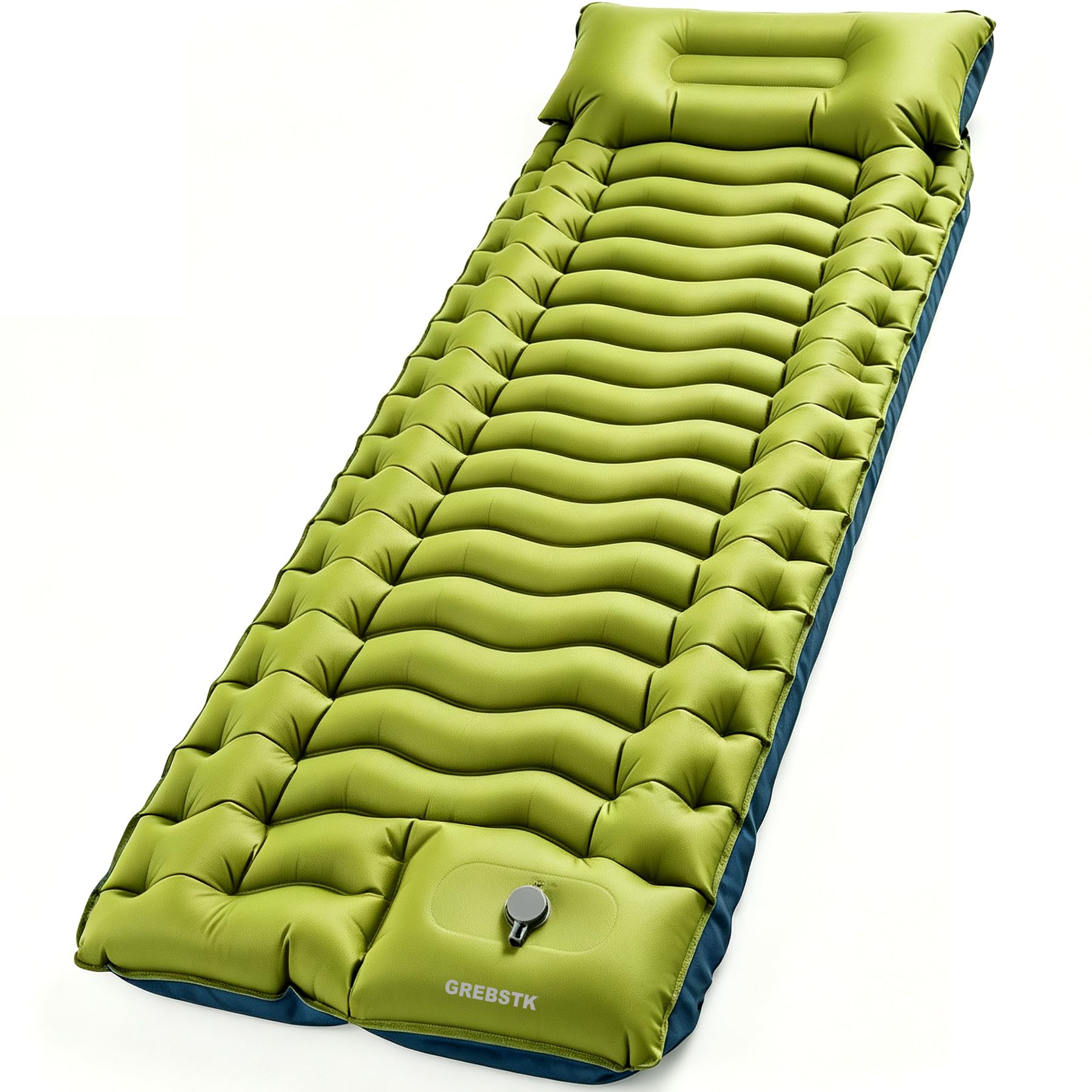 GREBSTK Camping Sleeping Pad, Inflatable with Built-in Foot Pump &amp; Pillow