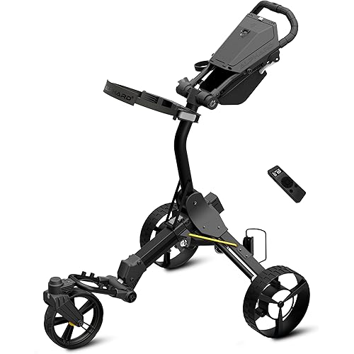 Alphard Electric Golf Cart with Remote - Cybercart Electric Golf Caddy, Motorized Golf Caddy w Accessories - Cup Holder, Umbrella Holder, Anti-tip Wheels, Phone Holder, Magnetic pad - Compact Folding