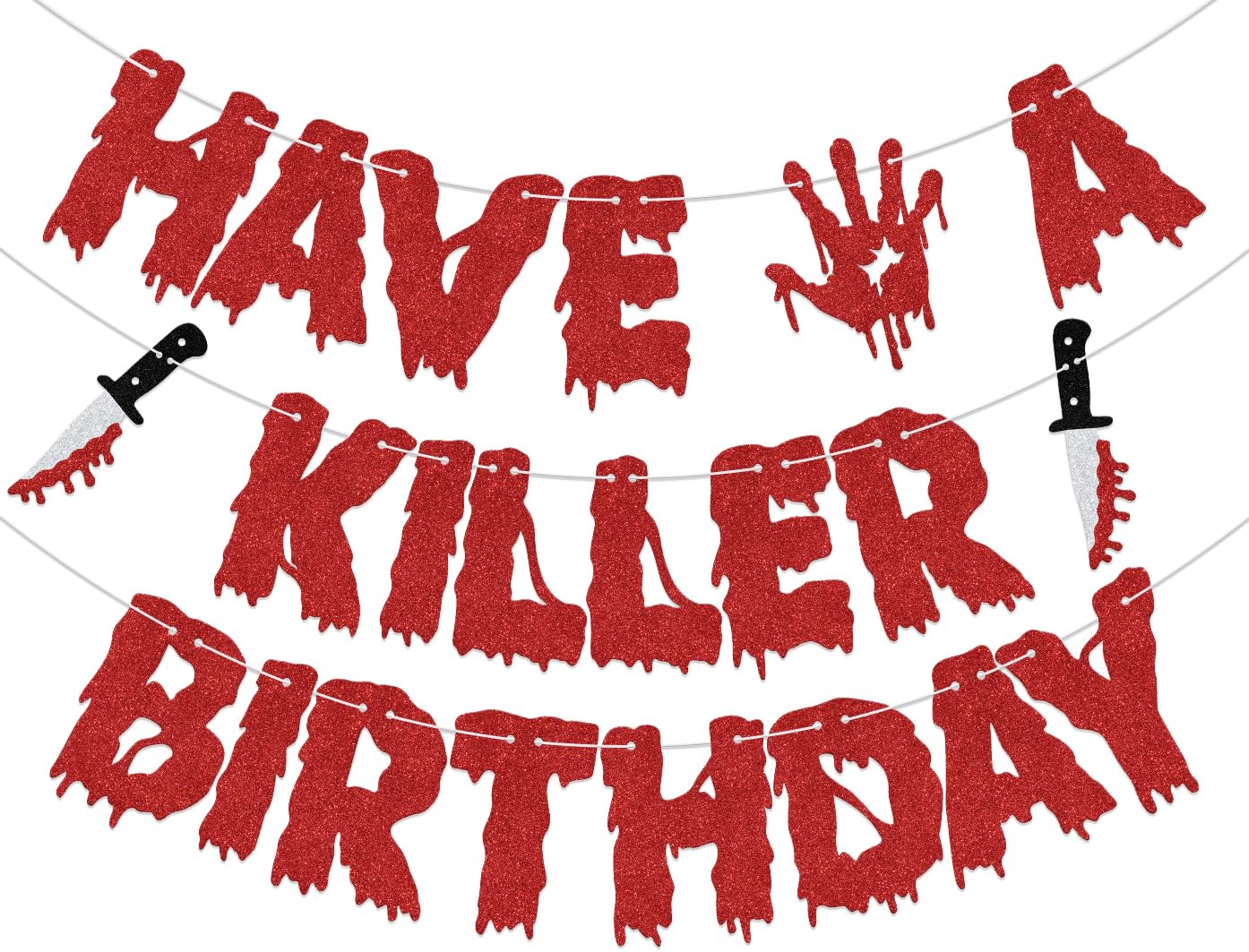 Have A Killer Birthday Banner Horror Birthday Decorations There's Some Horrors in This House Halloween Party Decorations Supplies Red Black & Silver