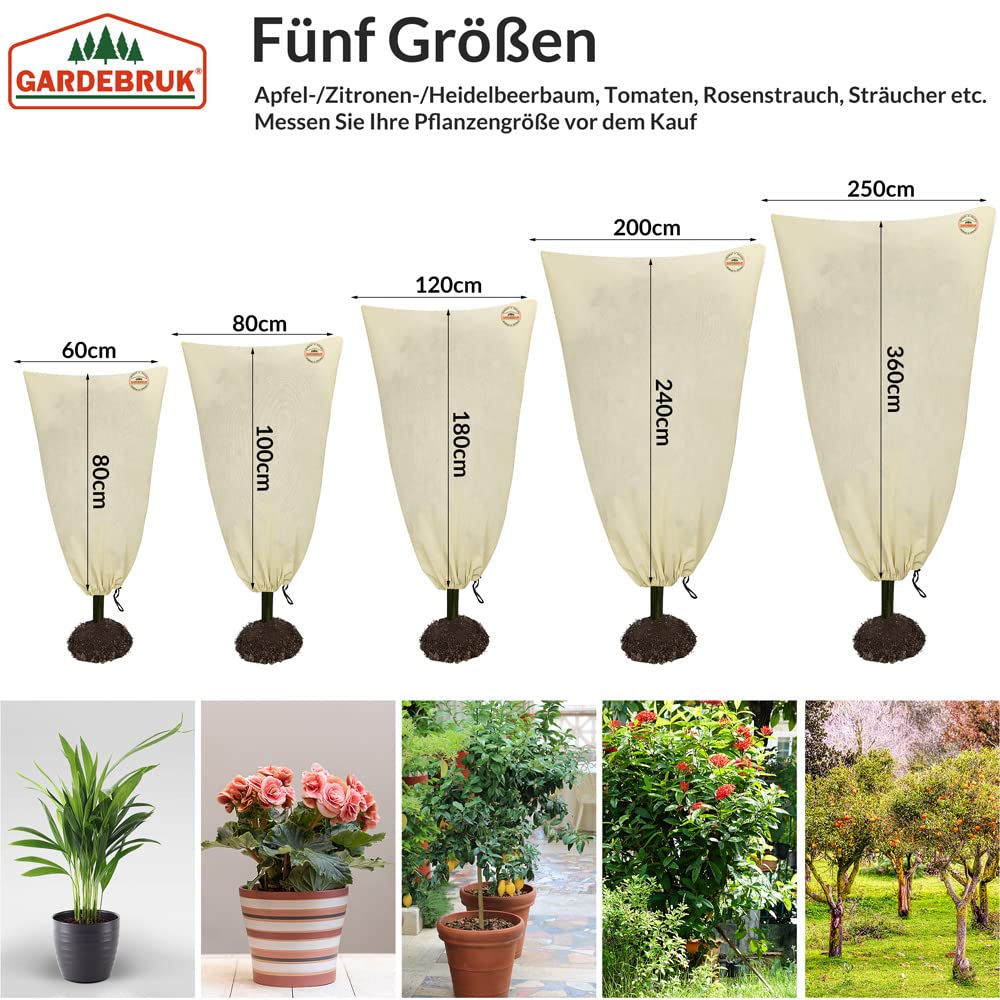 Gardebruk® Kübelpflanzensäcke 3er Set 200x240 cm 70g/m² Reißverschluss Garten Frostschutzhaube Winterschutz für Pflanzen Pflanzenschutzvlies Beige