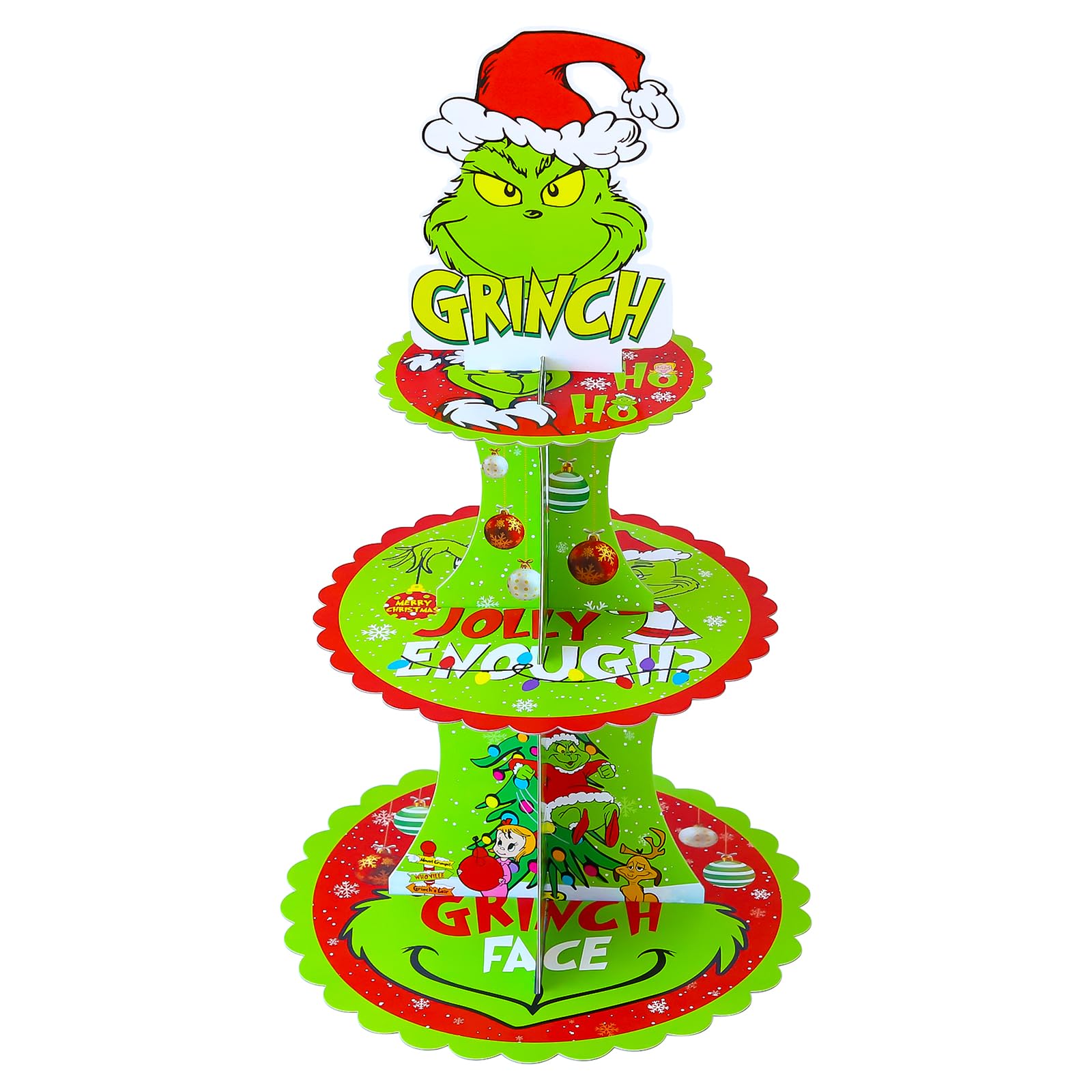 Ohok 3-Tier Cake Stand, Cardboard, Cupcake, Muffin, Wedding, Party, Birthday, Dessert, Grinch