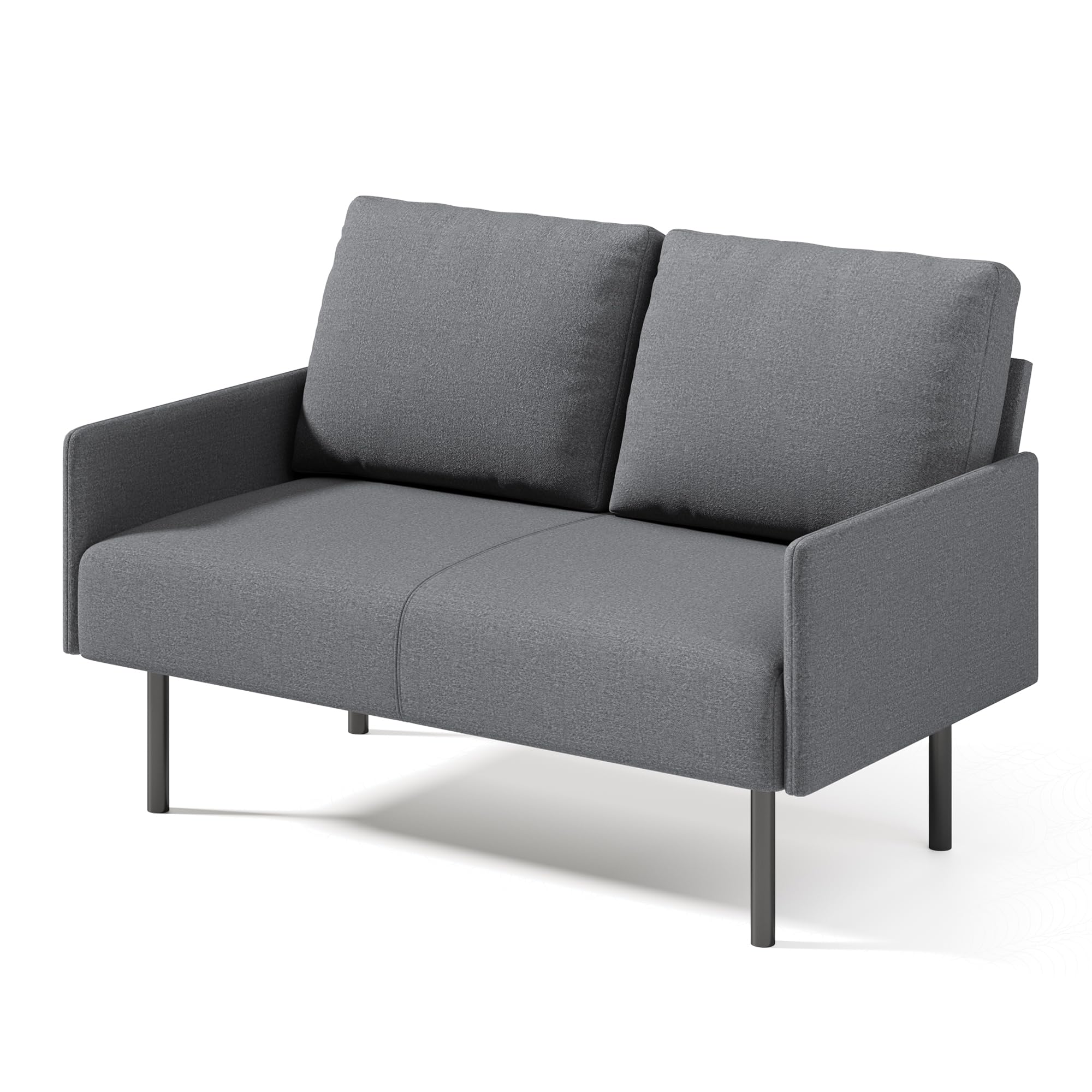 Sofá de Terciopelo de Rizo, Sofá Doble Ergonómico，Gris Oscuro | Espuma elástica relleno, armazón metálico reforzado, diseño minimalista versátil， Ideal para salones pequeños, apartamentos