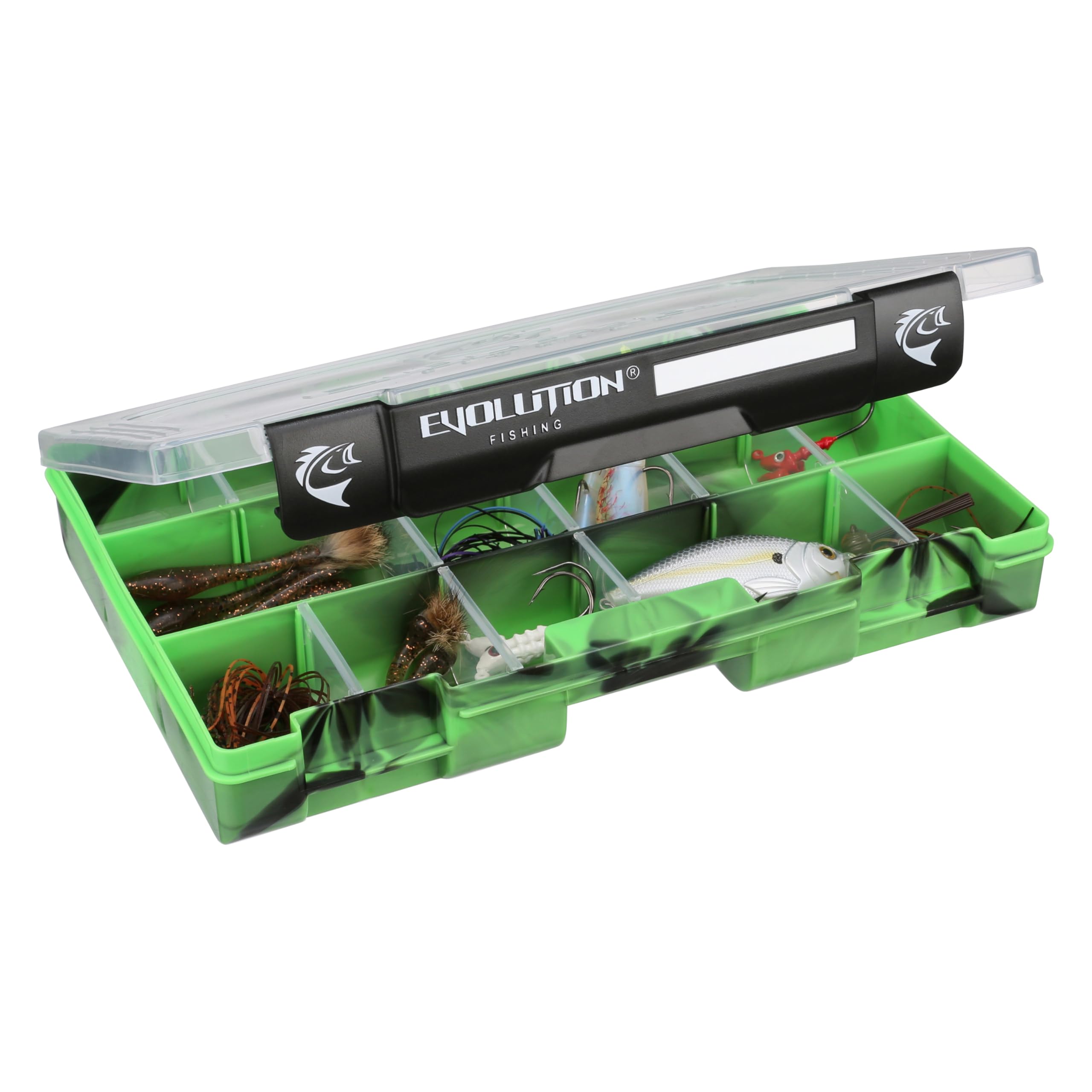 Evolution Outdoor 3600 Drift Series QuikLatch Fishing Tackle Tray Multi Color 4 Pack – Green, Blue, Red, Seafoam Colored Tackle Box Organizer with Removable Compartments, Utility Box Storage