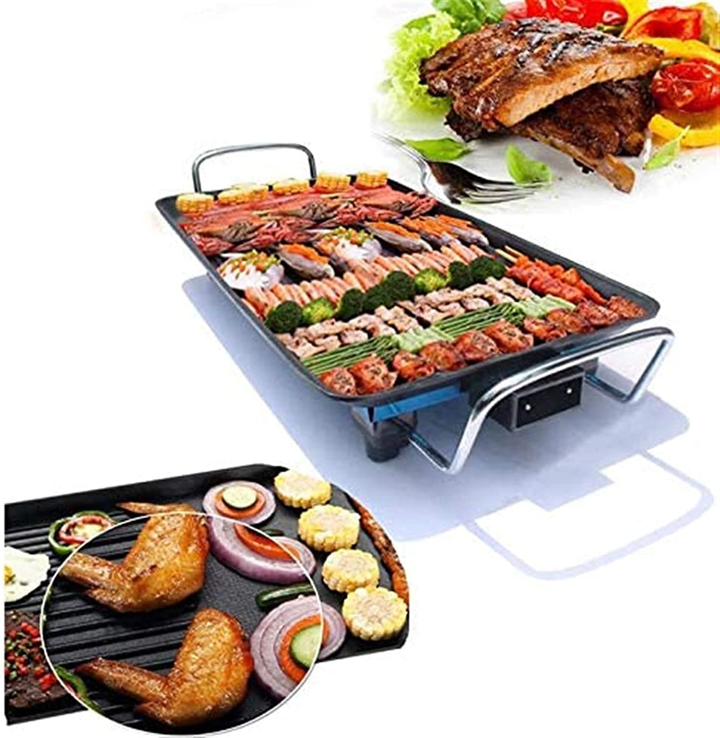 Multi-function Electric Grills Home Baking Pan Smokeless 1500W Teppanyaki Barbecue Electric Griddles 220V Indoor BBQ machine,Household Nonstick Electric Griddle
