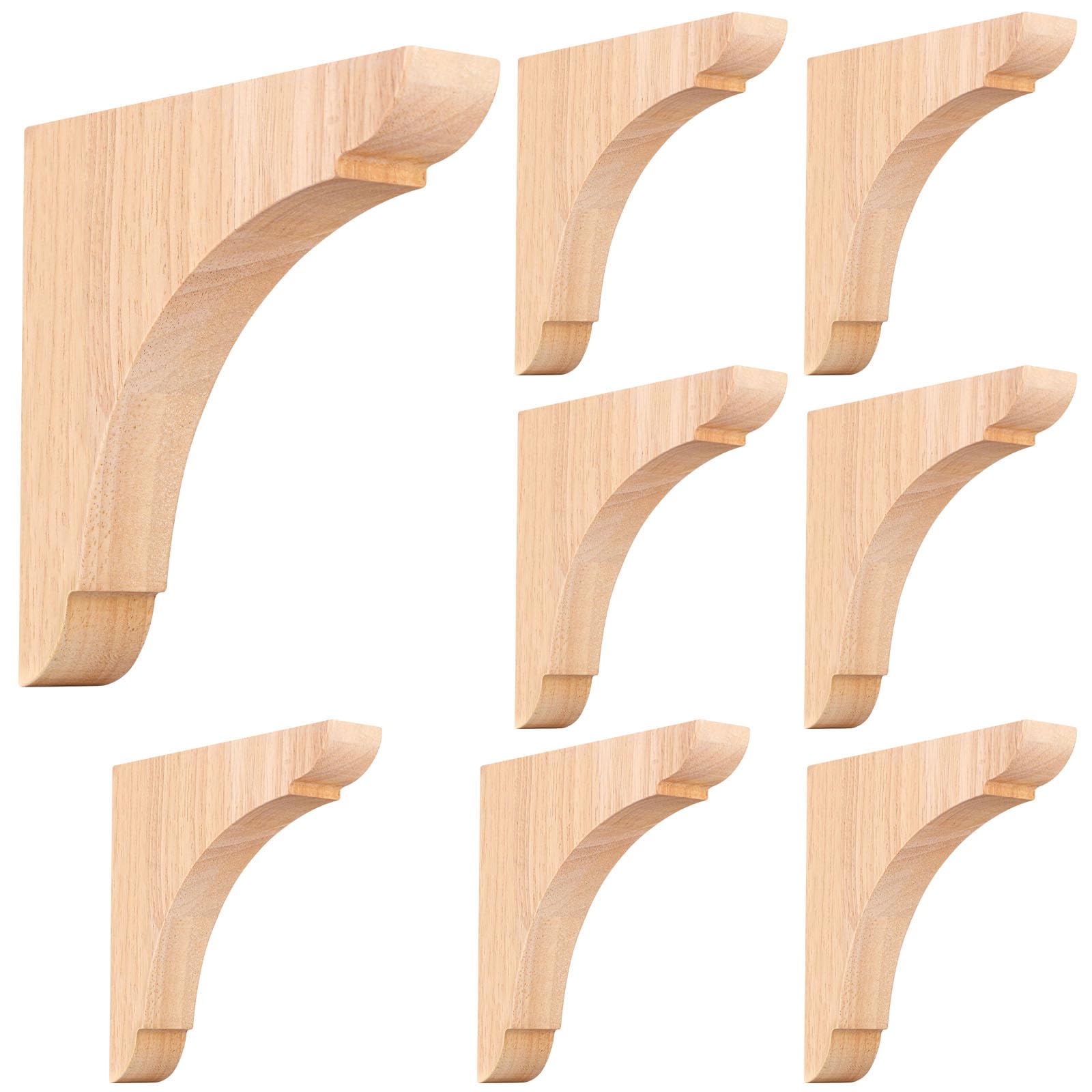 DERTE 8 Pcs Wood Corbels Shelf Bracket for Countertop 6" L x 6" W x 1.18"