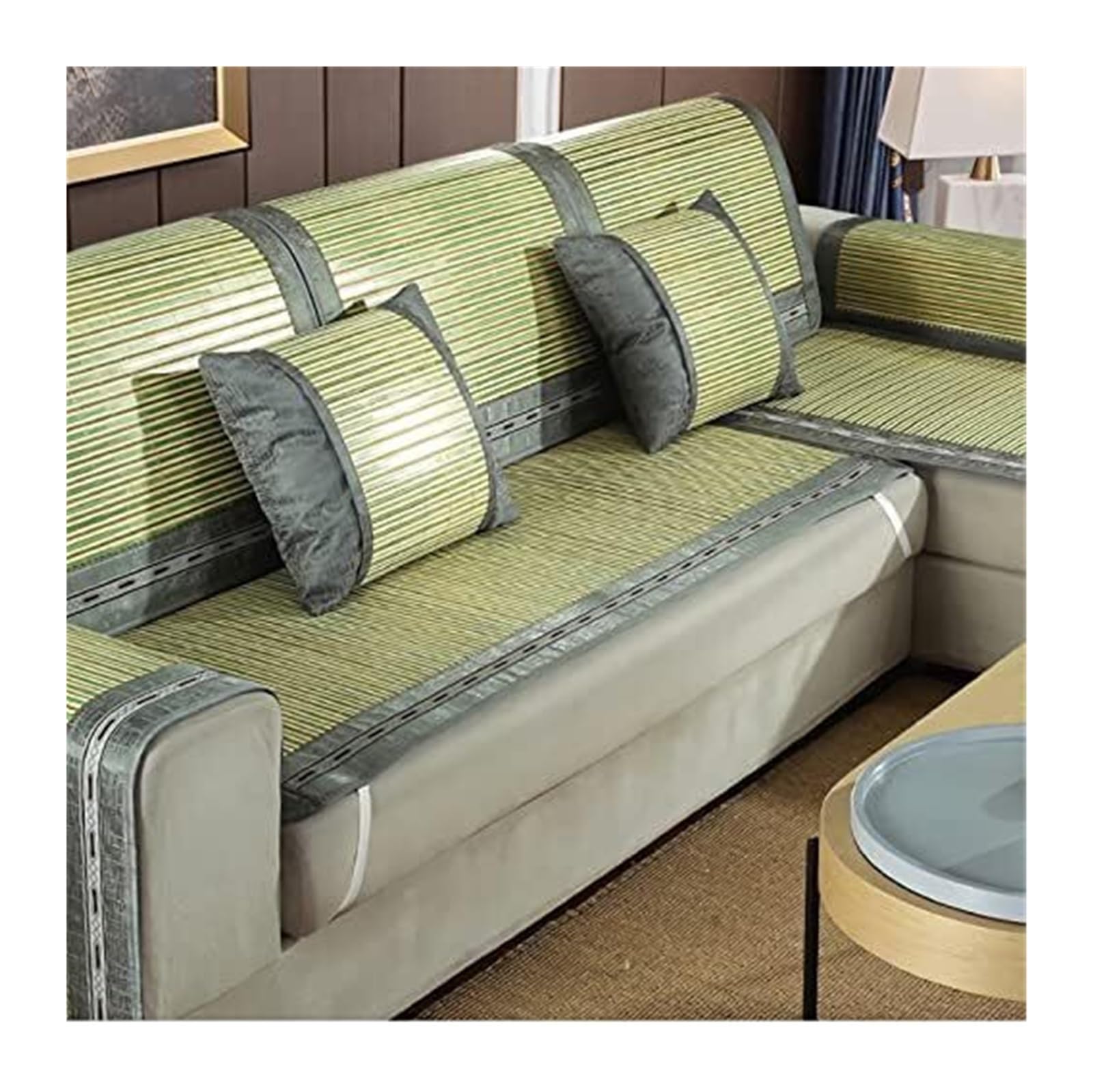 QCKNKMGG Cooling Bamboo Sofa Mat, Cooling Bamboo Sofa Mat Non-Slip Cushion Multicolor Multiple Sizes(C,60 * 180cm)